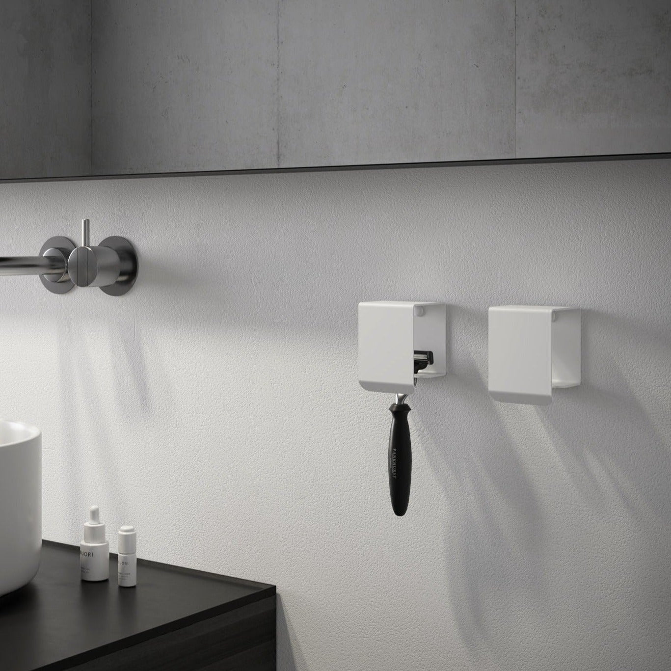 Wall Razor Holder Layer white metal