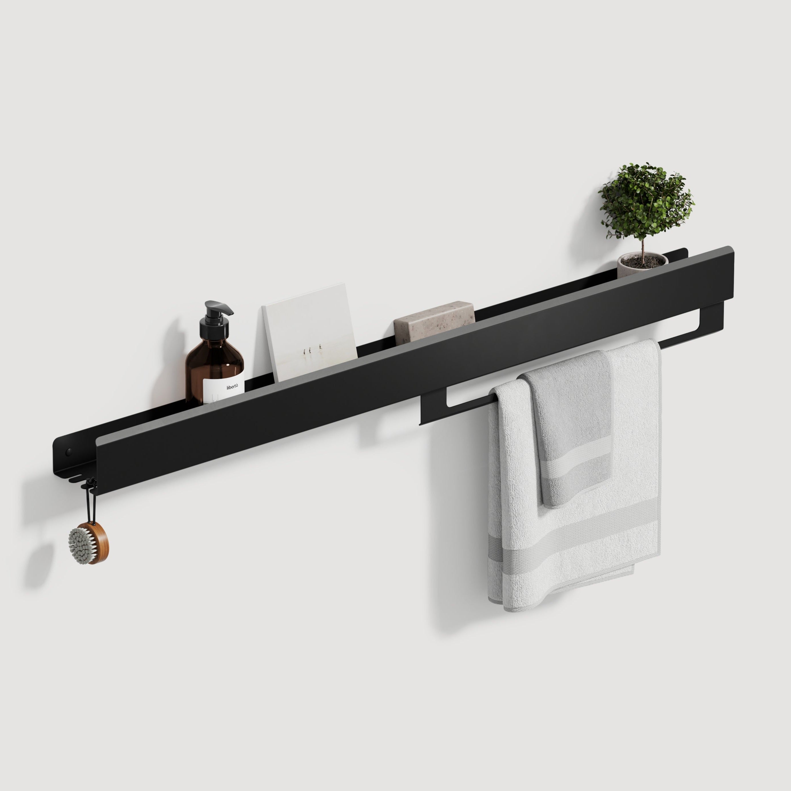 Black Shelf With Towel Holder