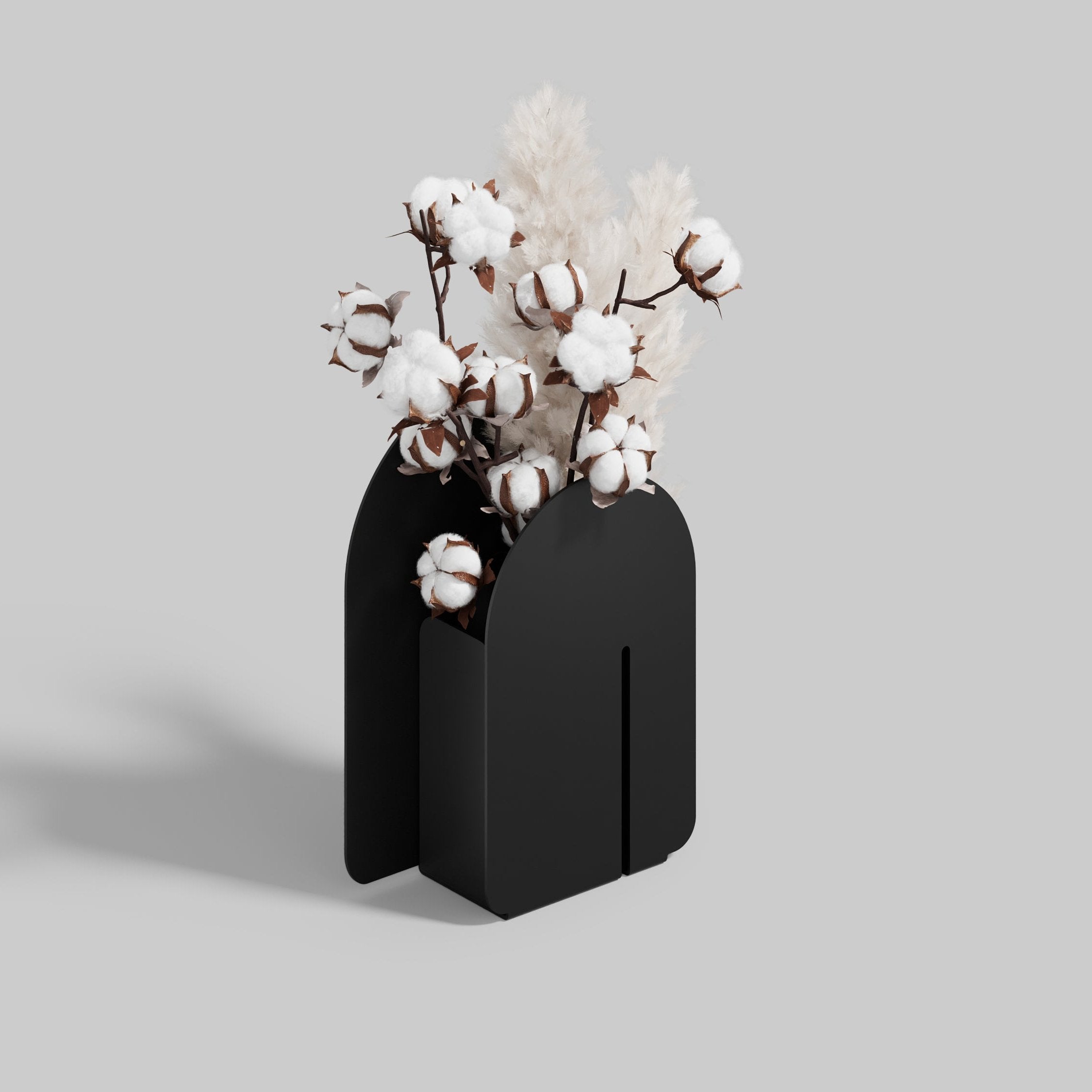 black metal vase for decorative flowers