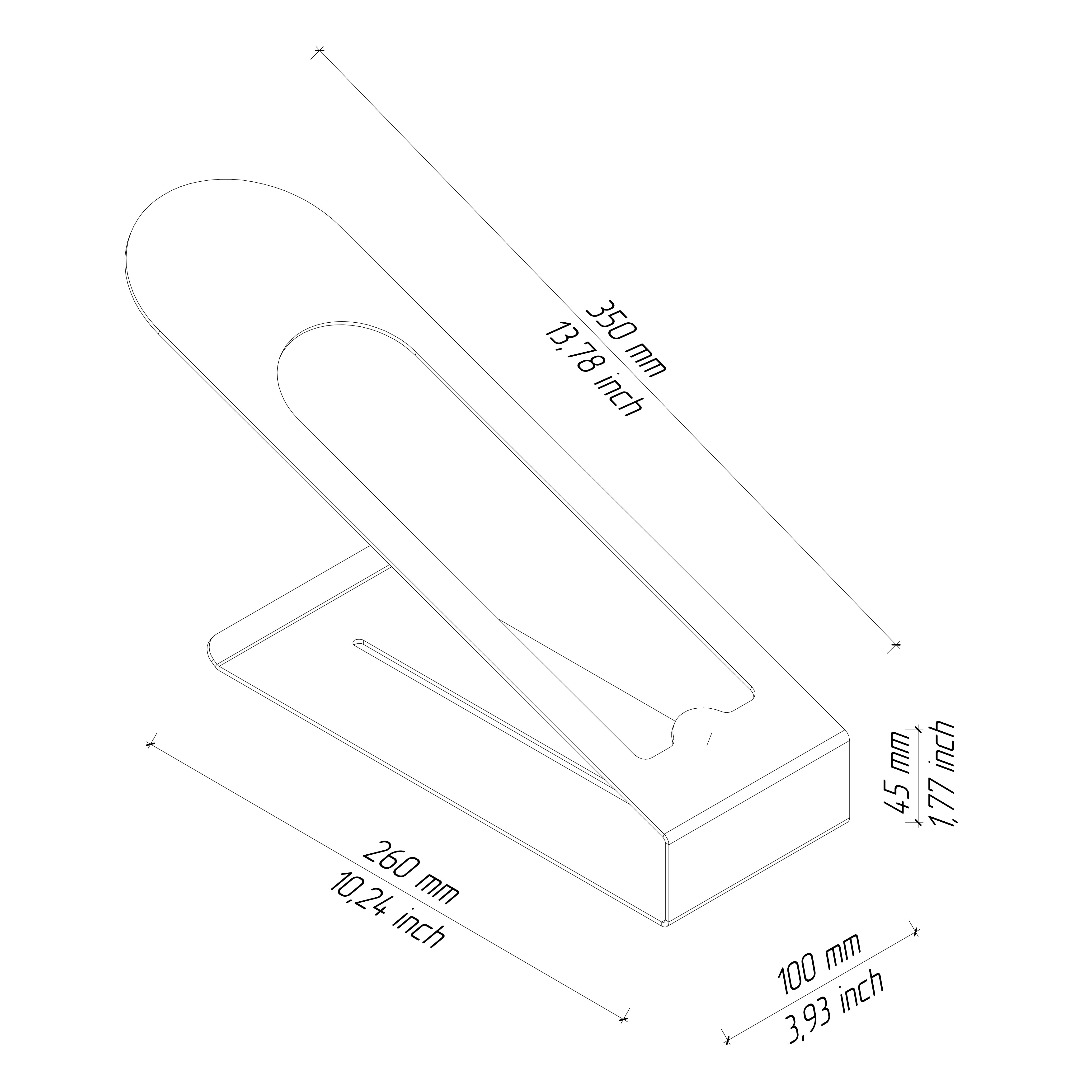 Drawing with dimensions of a kitchen wine holder