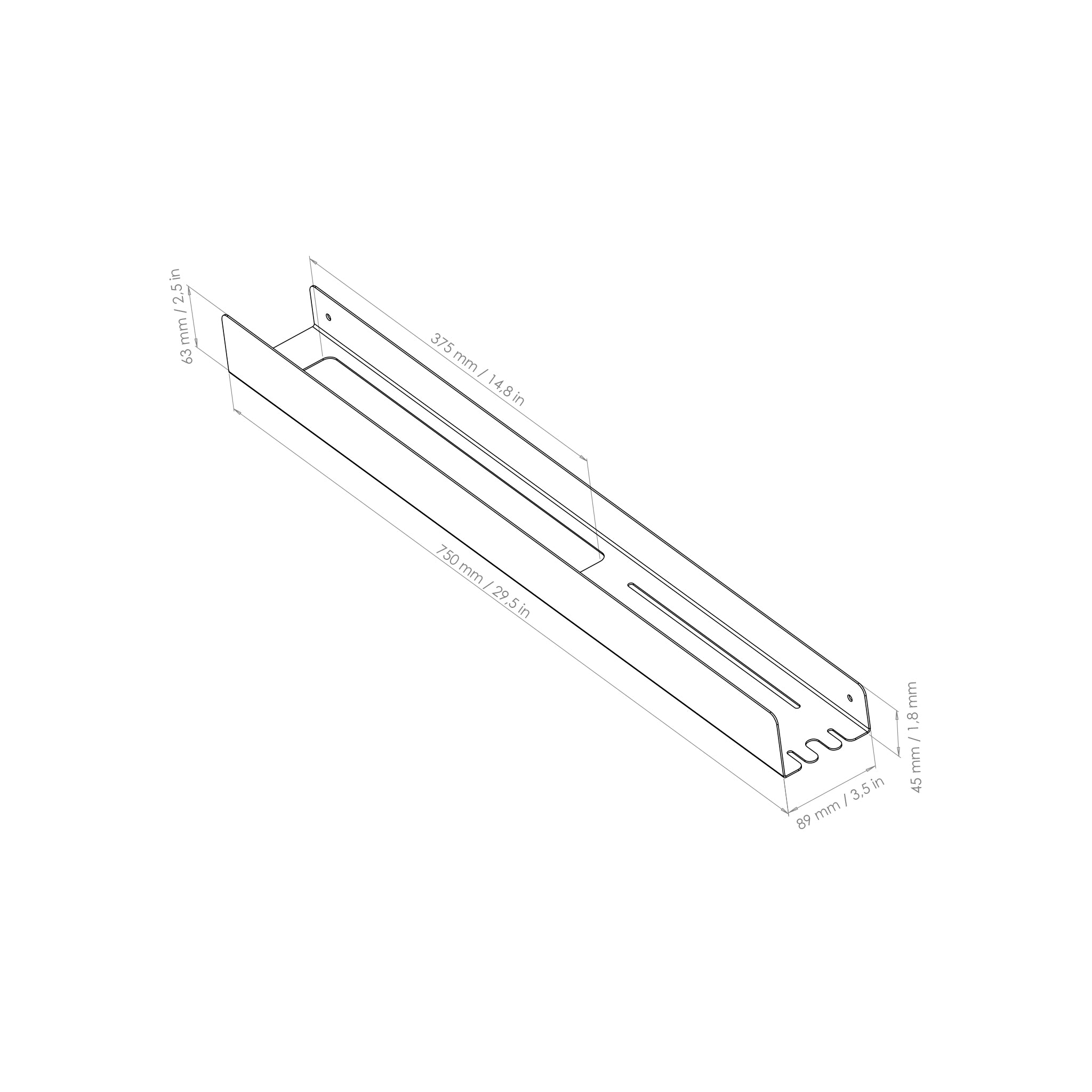 Drawing of a towel shelf