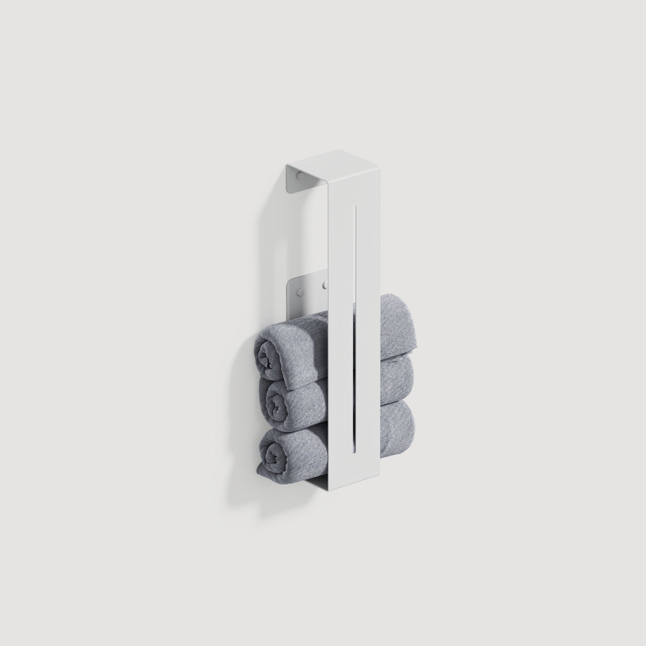 white metal towel storage layer