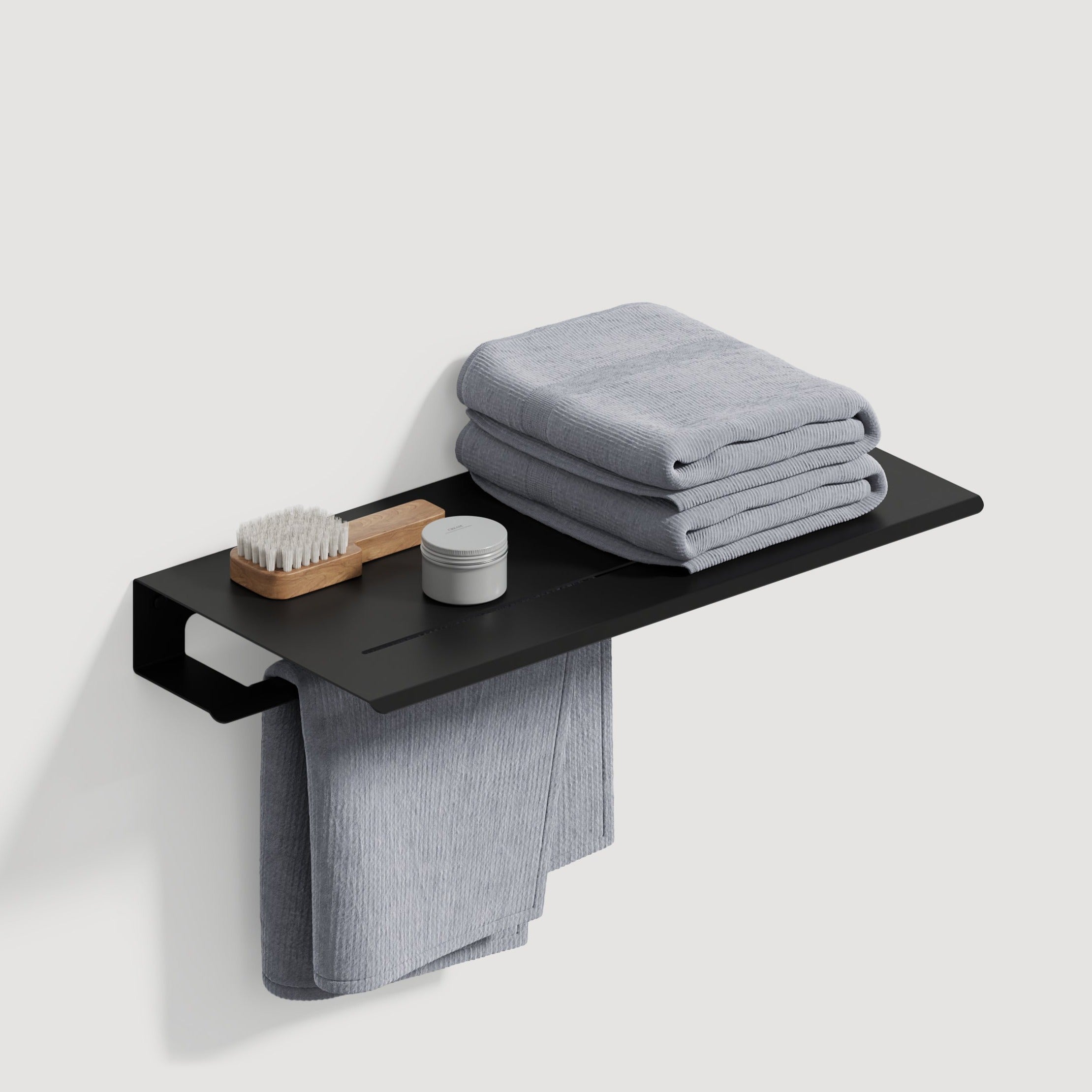 black towel storage