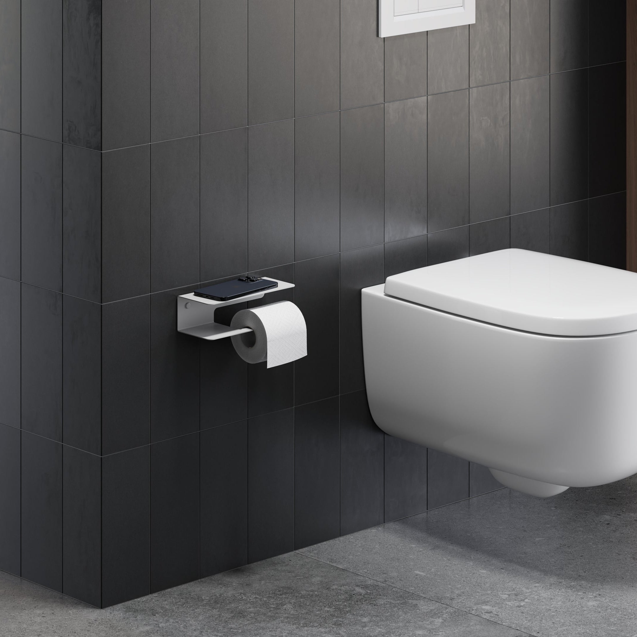 wall mount white matte metal toiltn paper holder