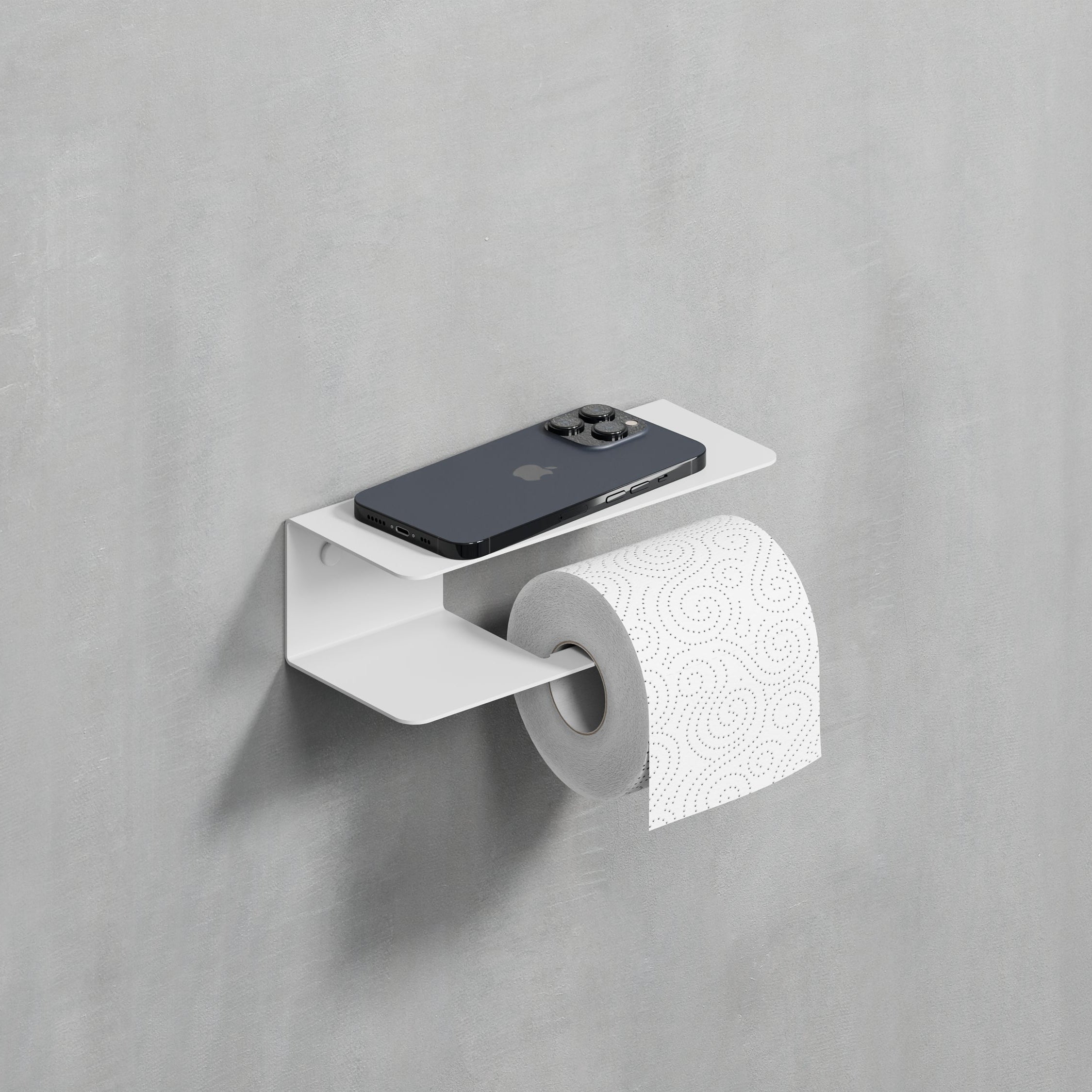 right side white steel toilet paper holder