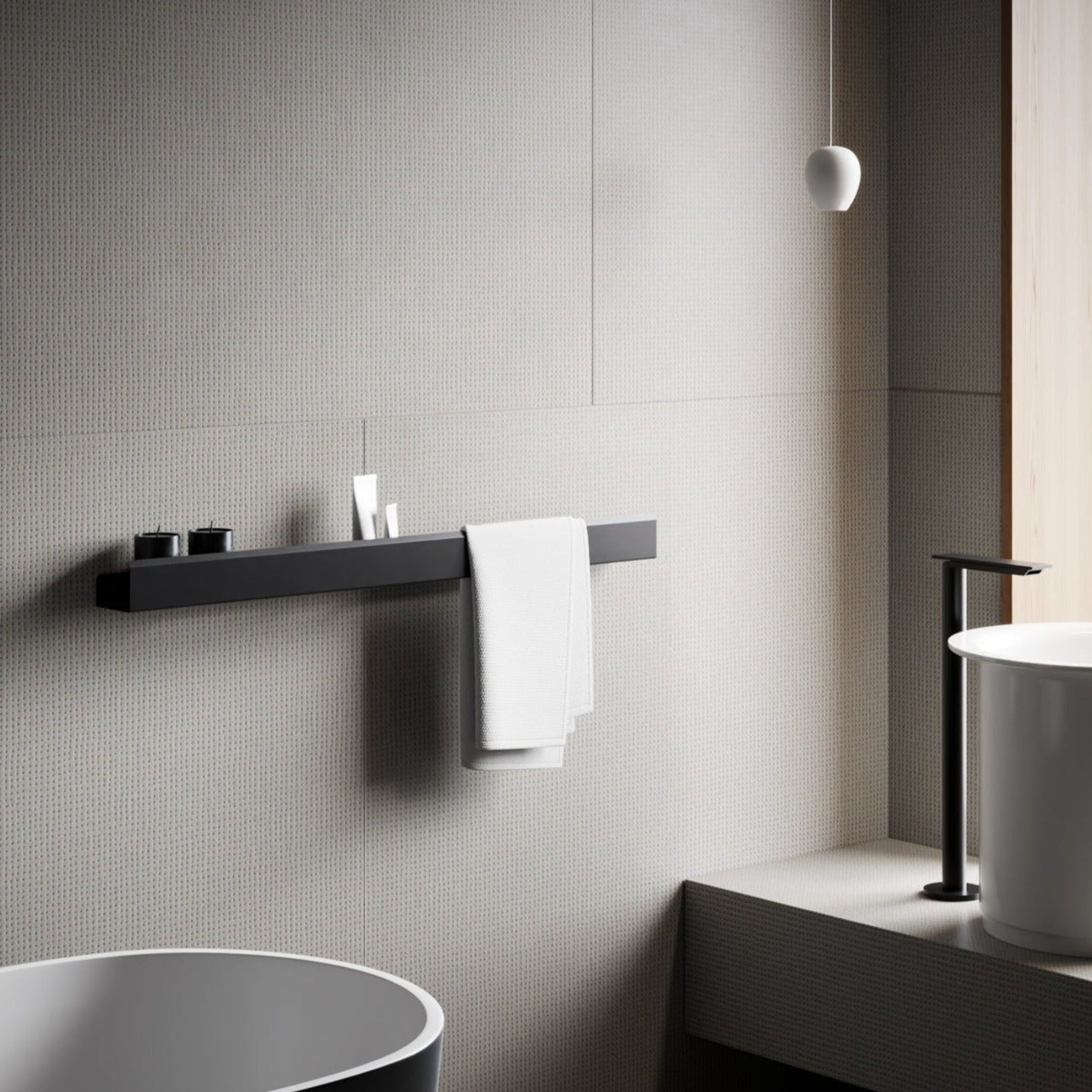 bath shelf with towel