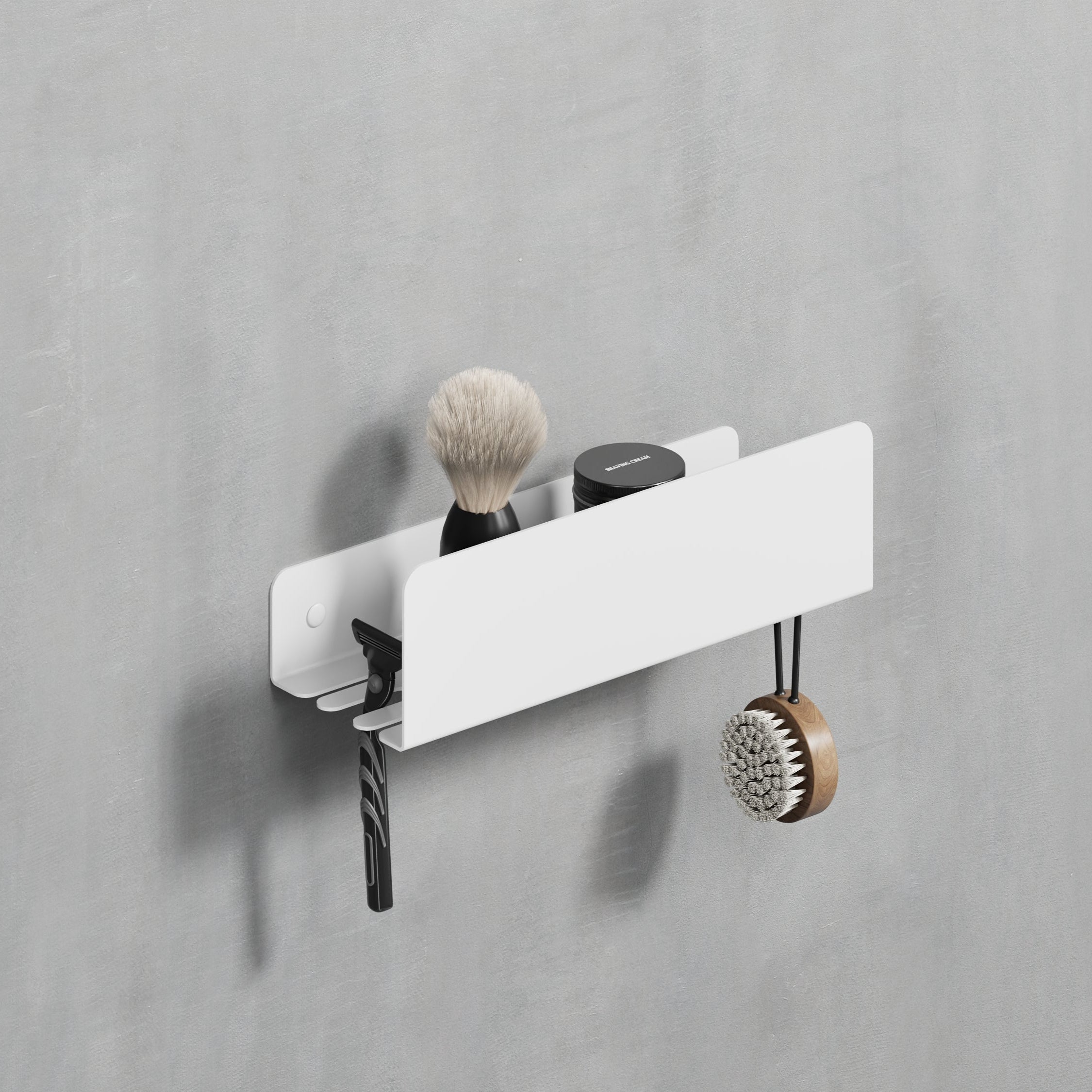 white powder coated shelf