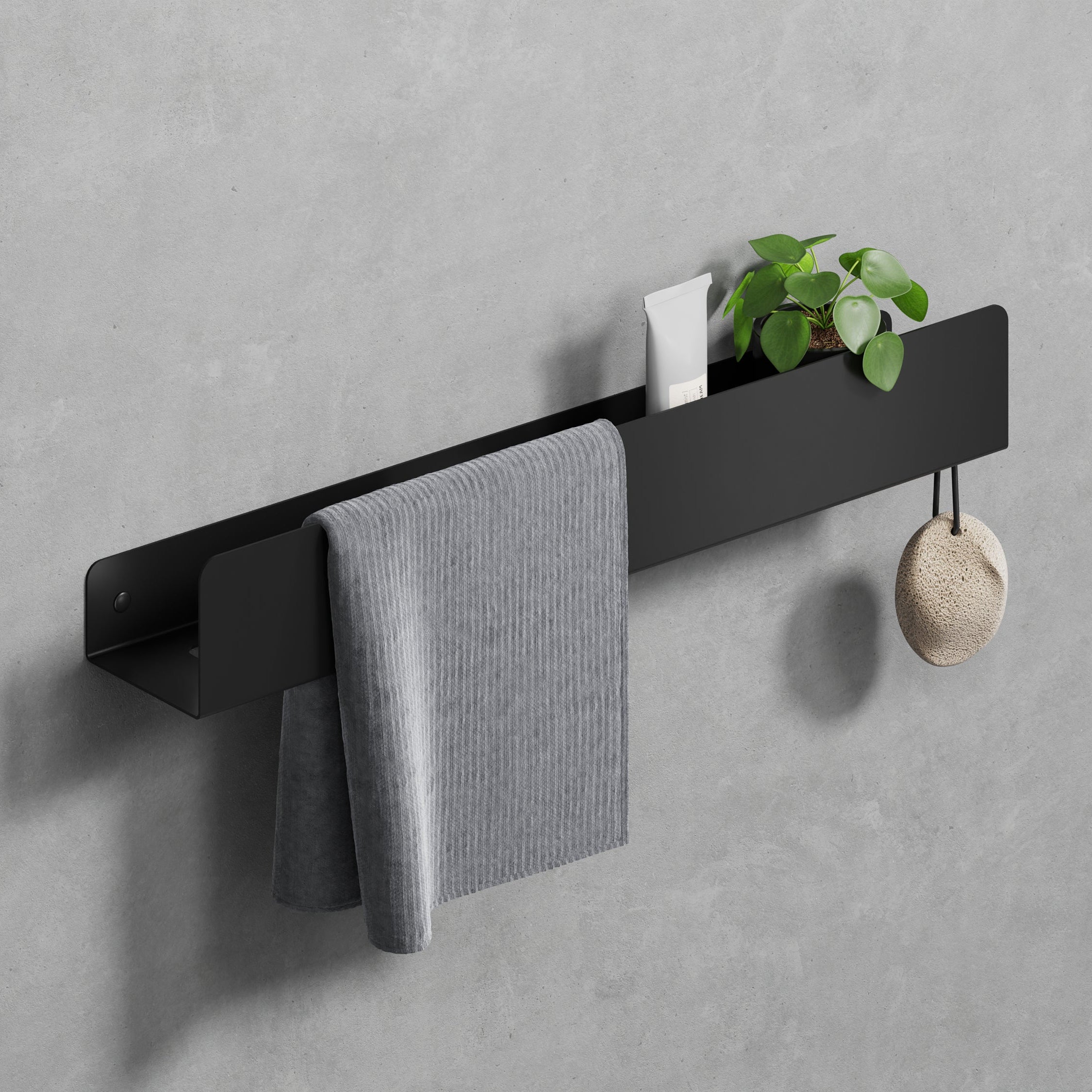 black steel 20" towel shelf