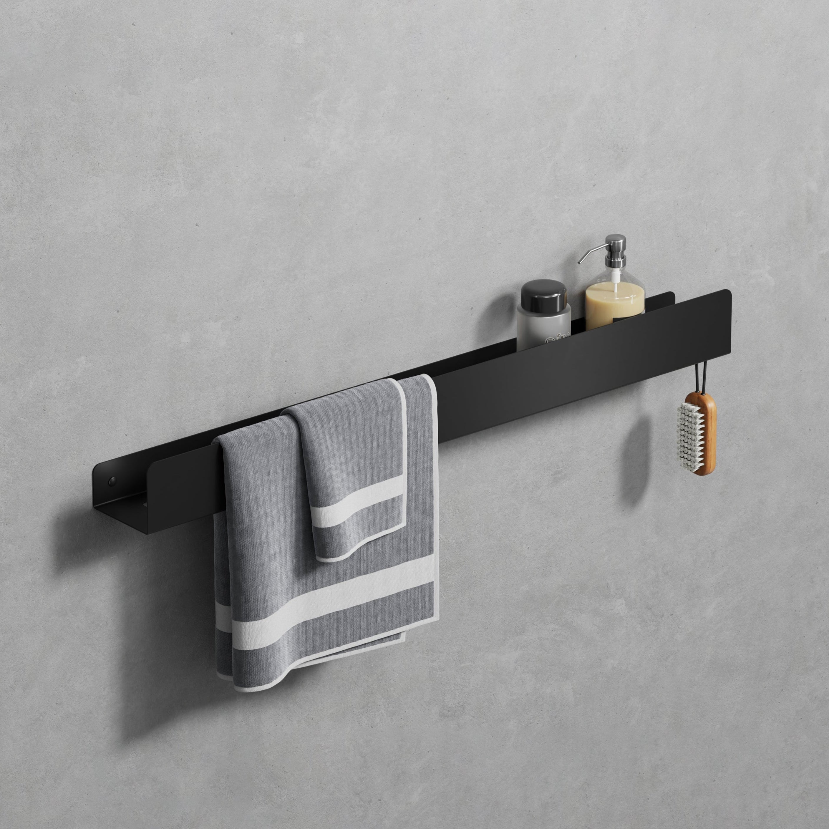 Towel rack with hook black powder