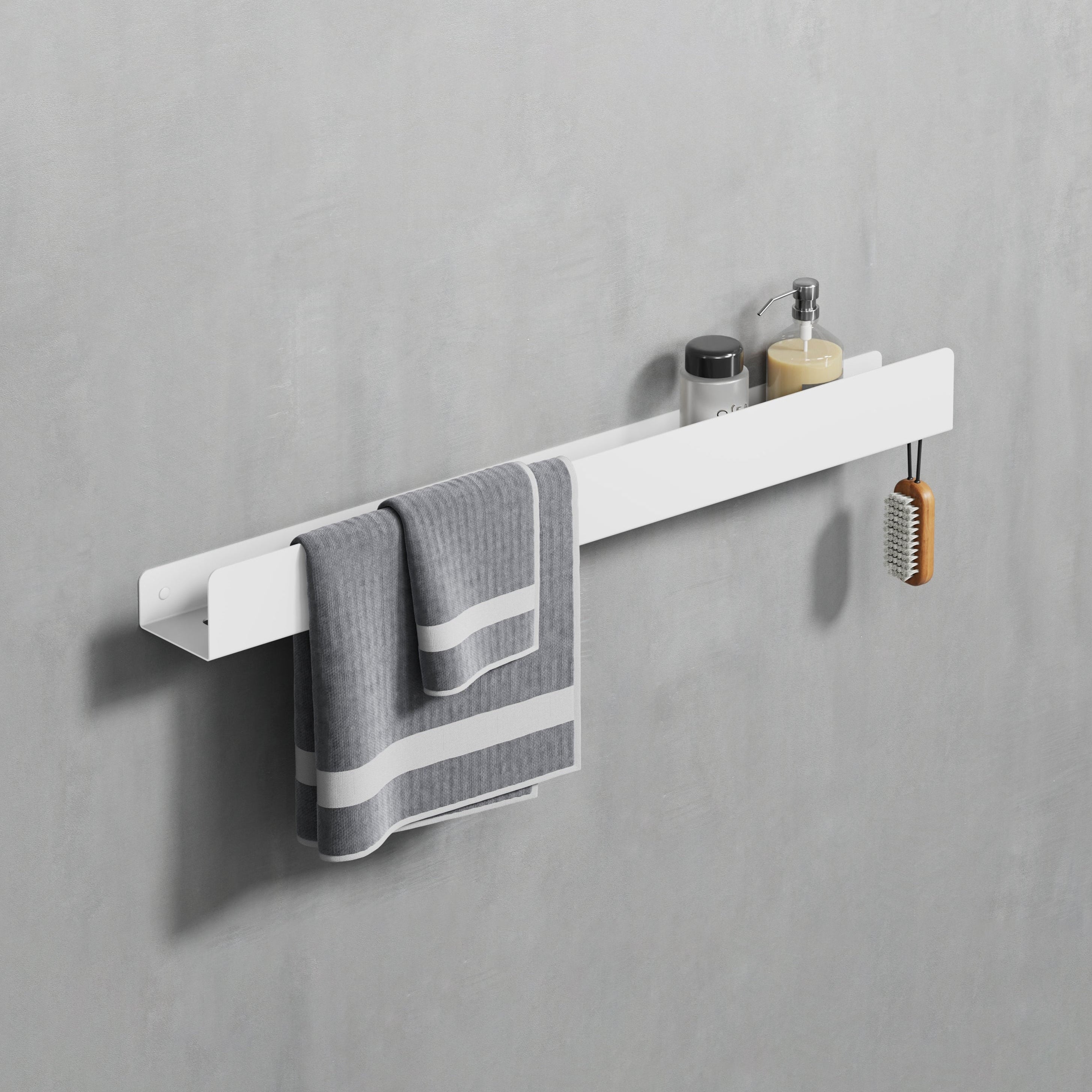 white steel shelf for towel