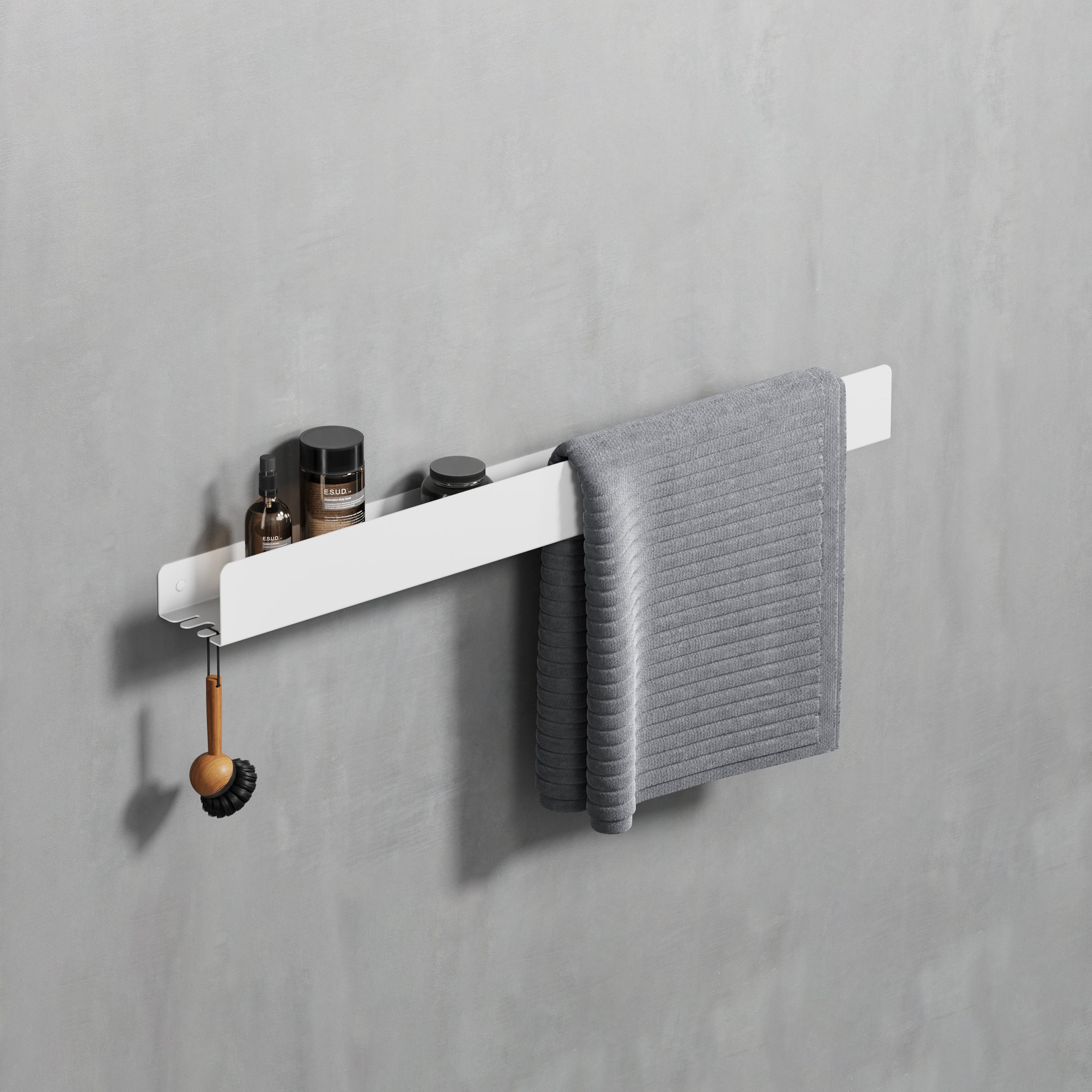 white matte steel shelf for bathroom