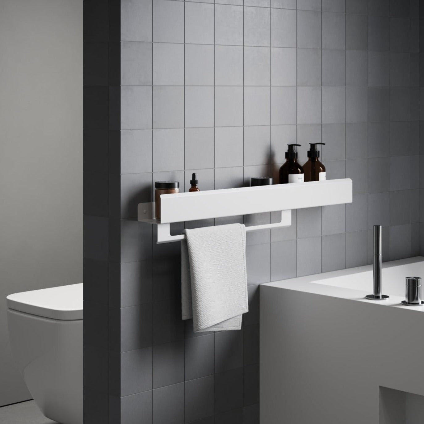 modern bathroom shelf loft