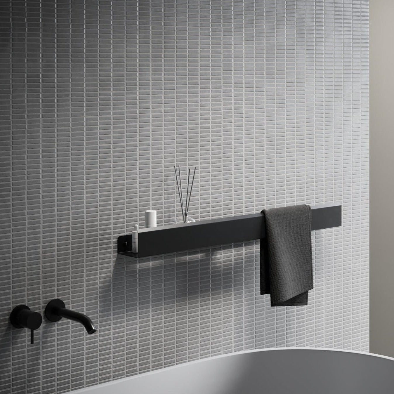 black matte metal shelf loft