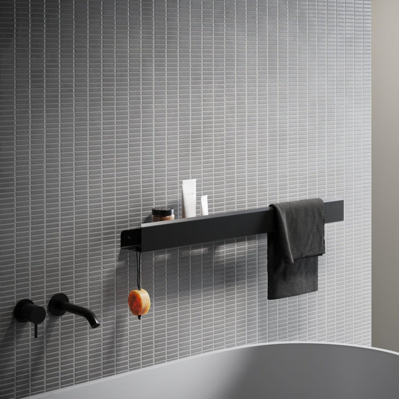 black matte metal shelf for bathroom
