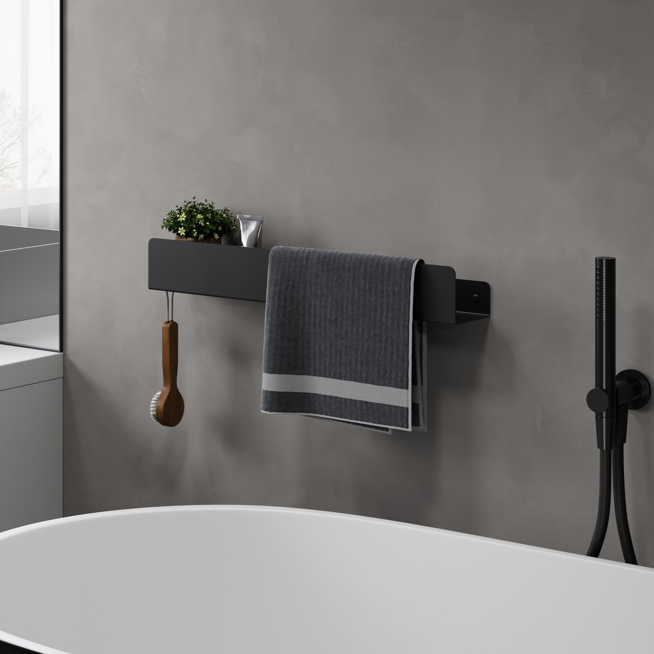 towel shelf in the bathroom