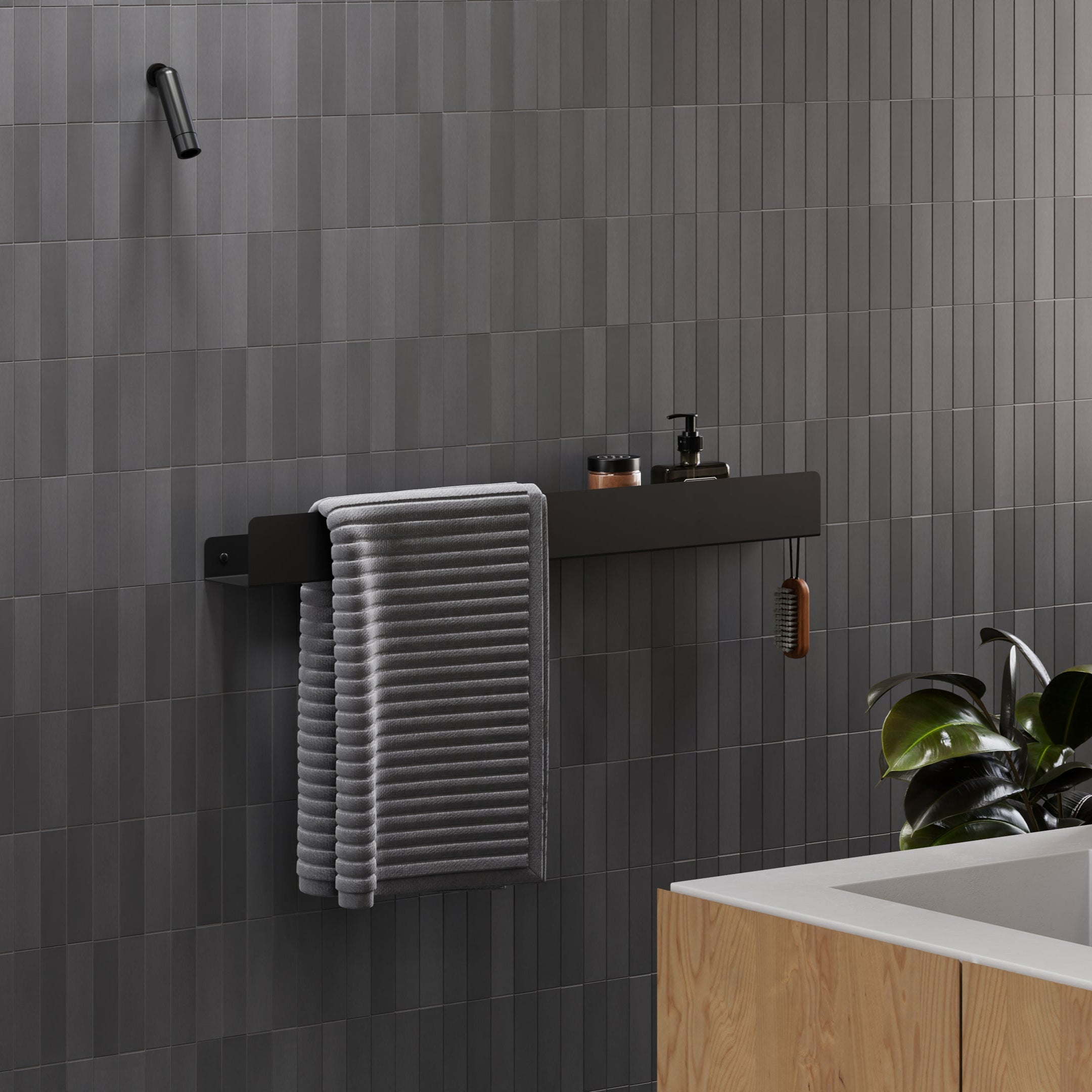 bathroom with towel holder