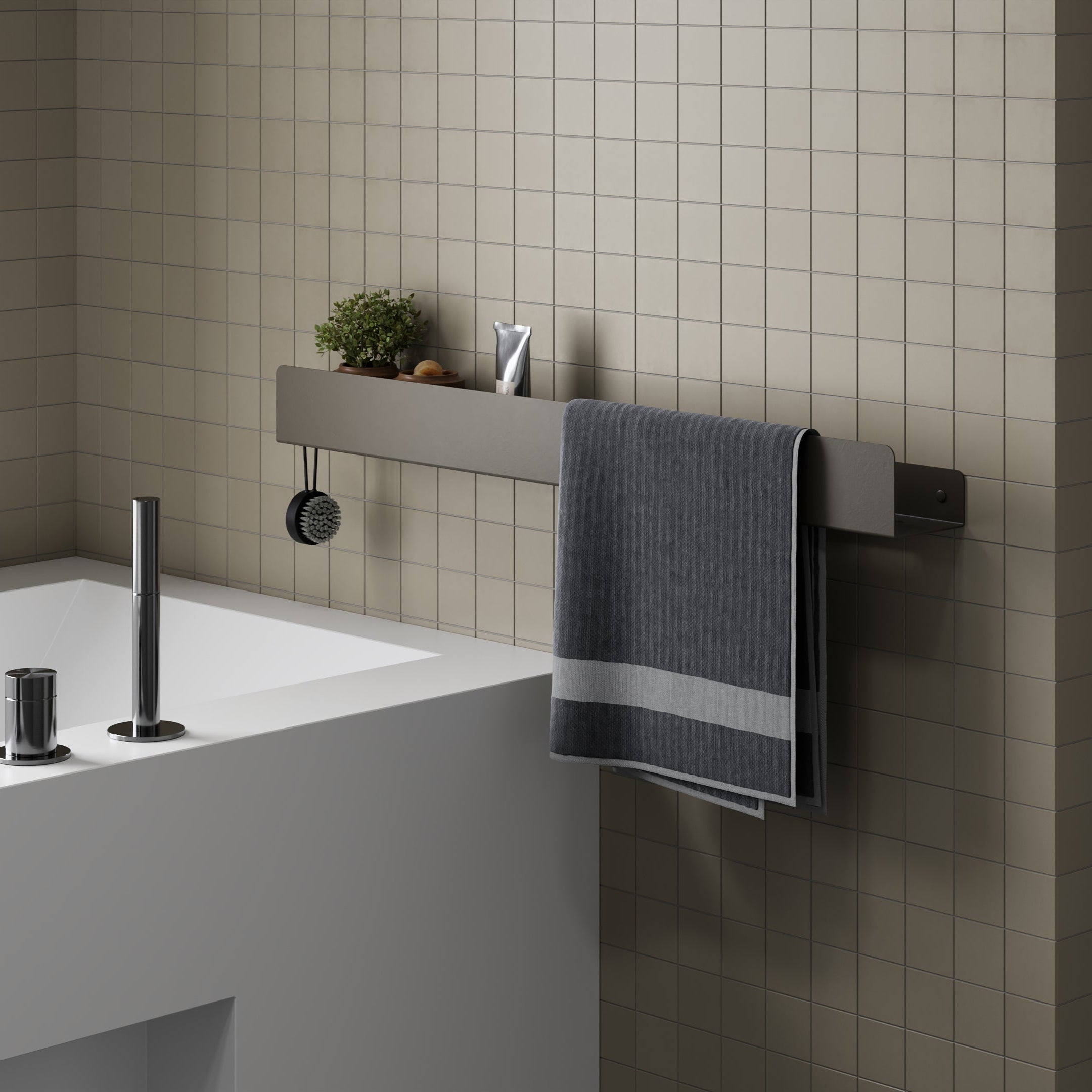 towel shelf in the bathroom