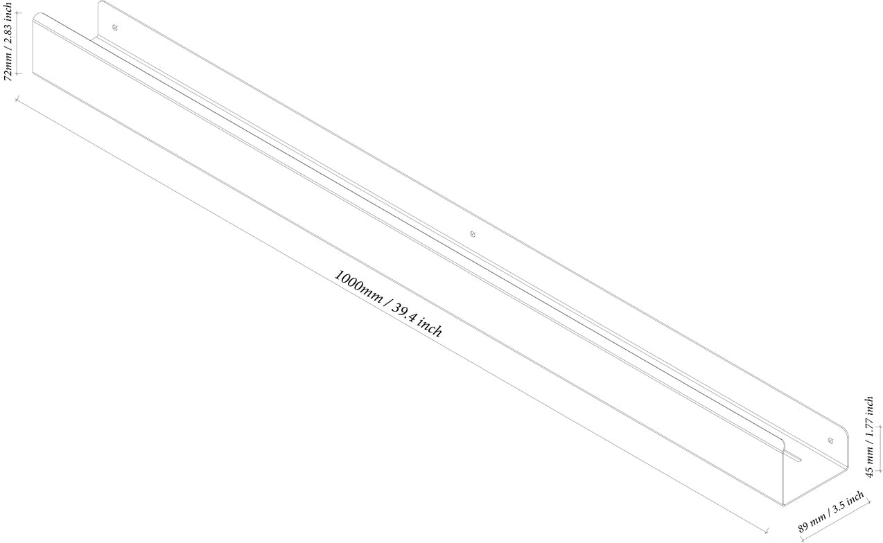 Shower shelf drawing, 1000mm, 100cm,39.37"