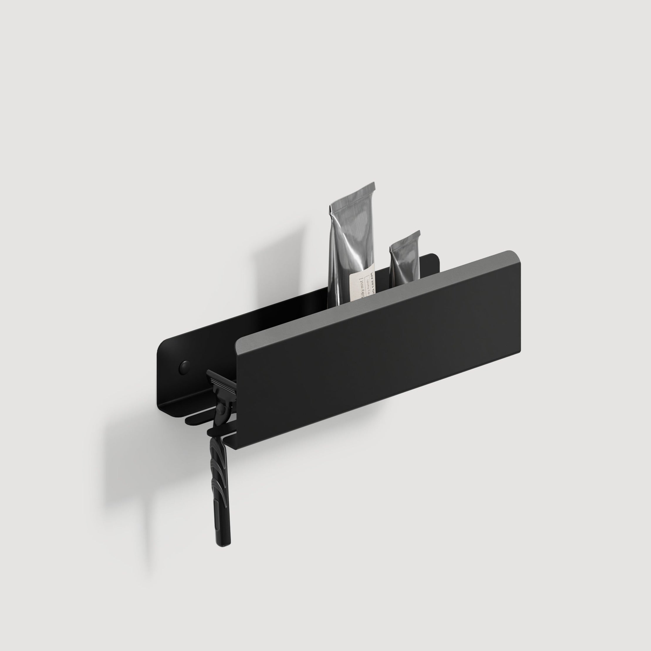 black matte Shower Shelf With Left Hook