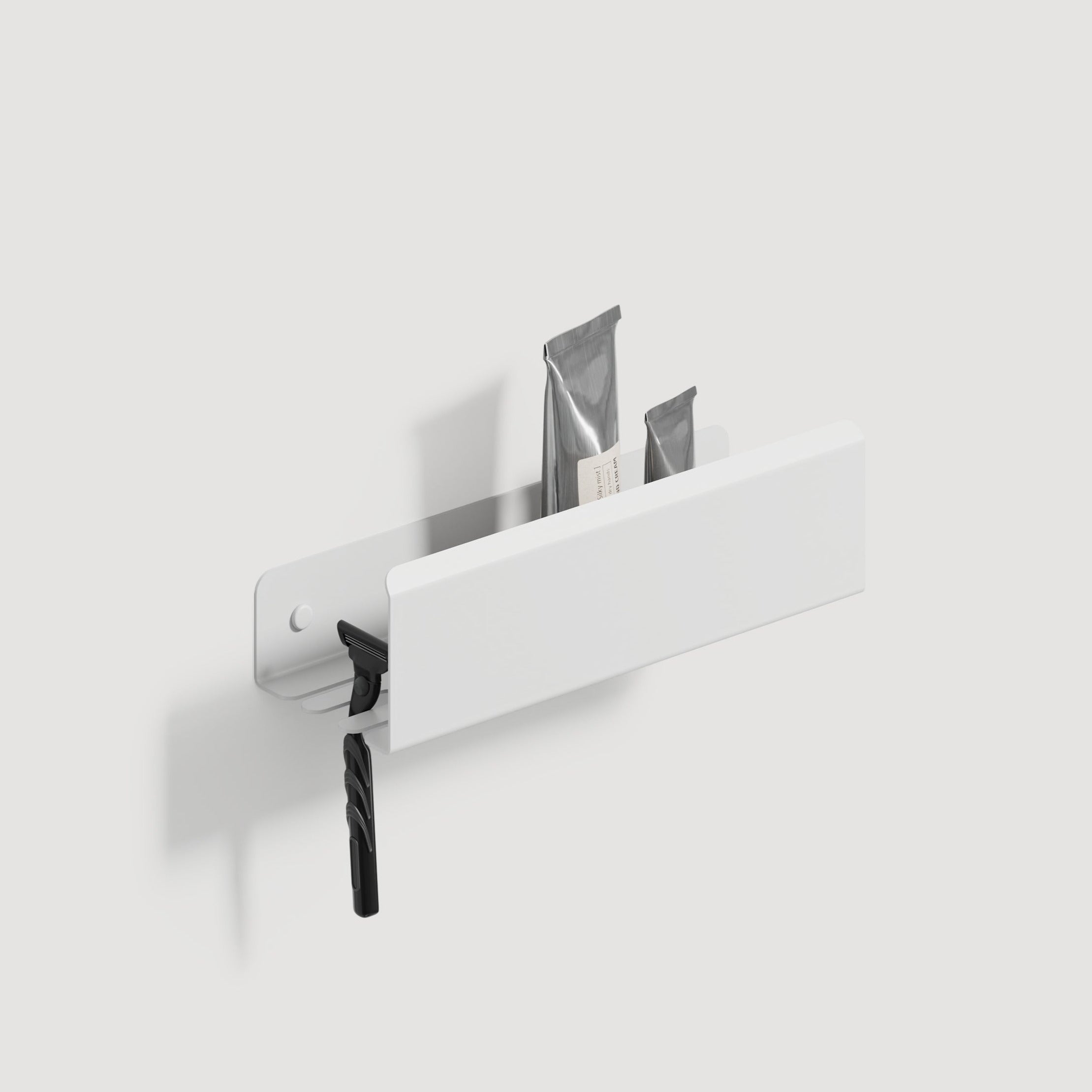 white Shower Shelf With Left Hook Loft