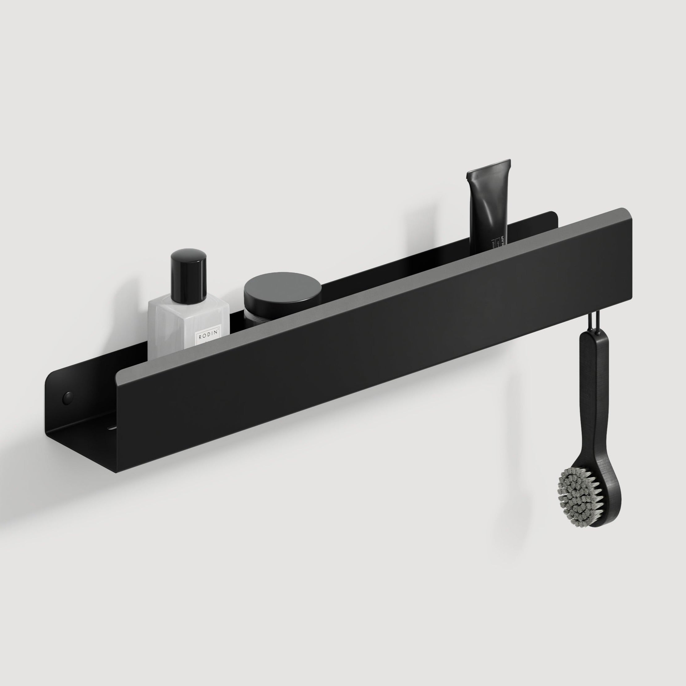 black bath shelf loft