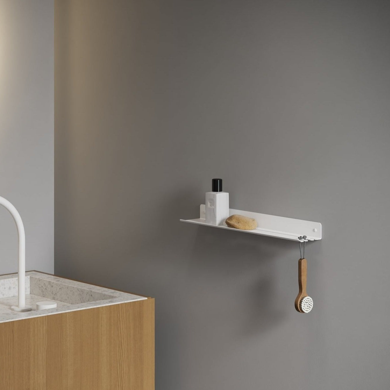 white Shower Shelf With Right Hook plain