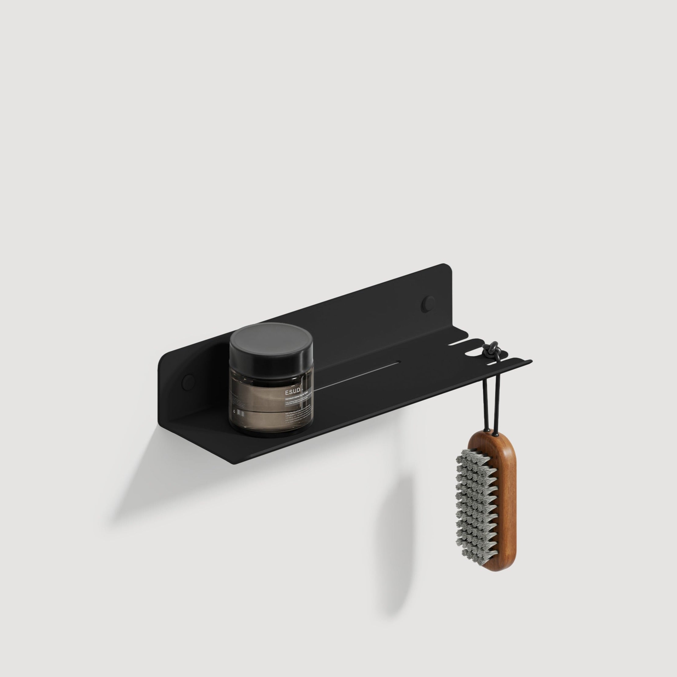 small black shelf for bath