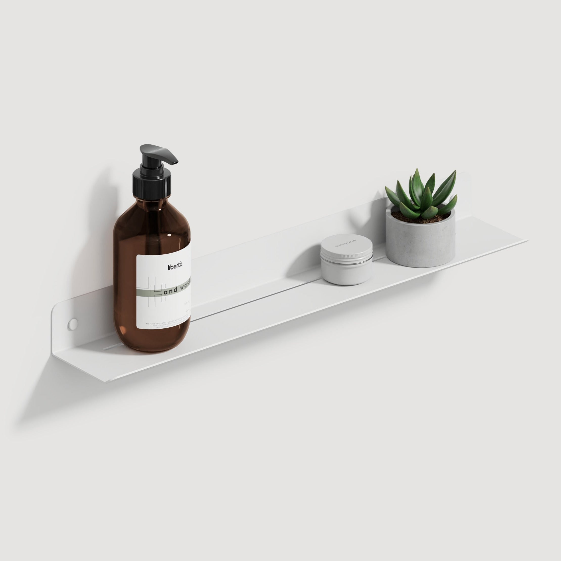 white glossy shower shelf