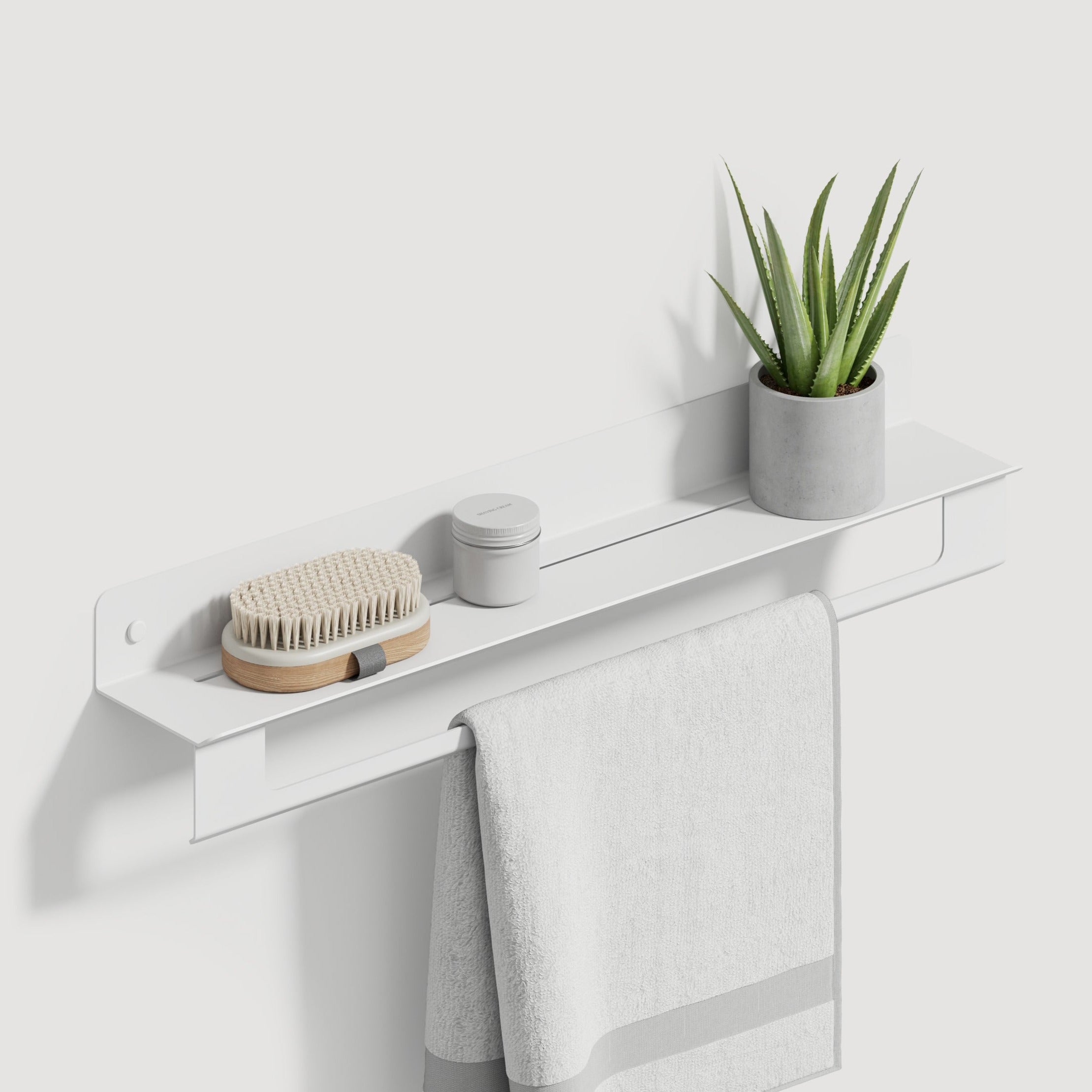 white towel shelf with holder for towels