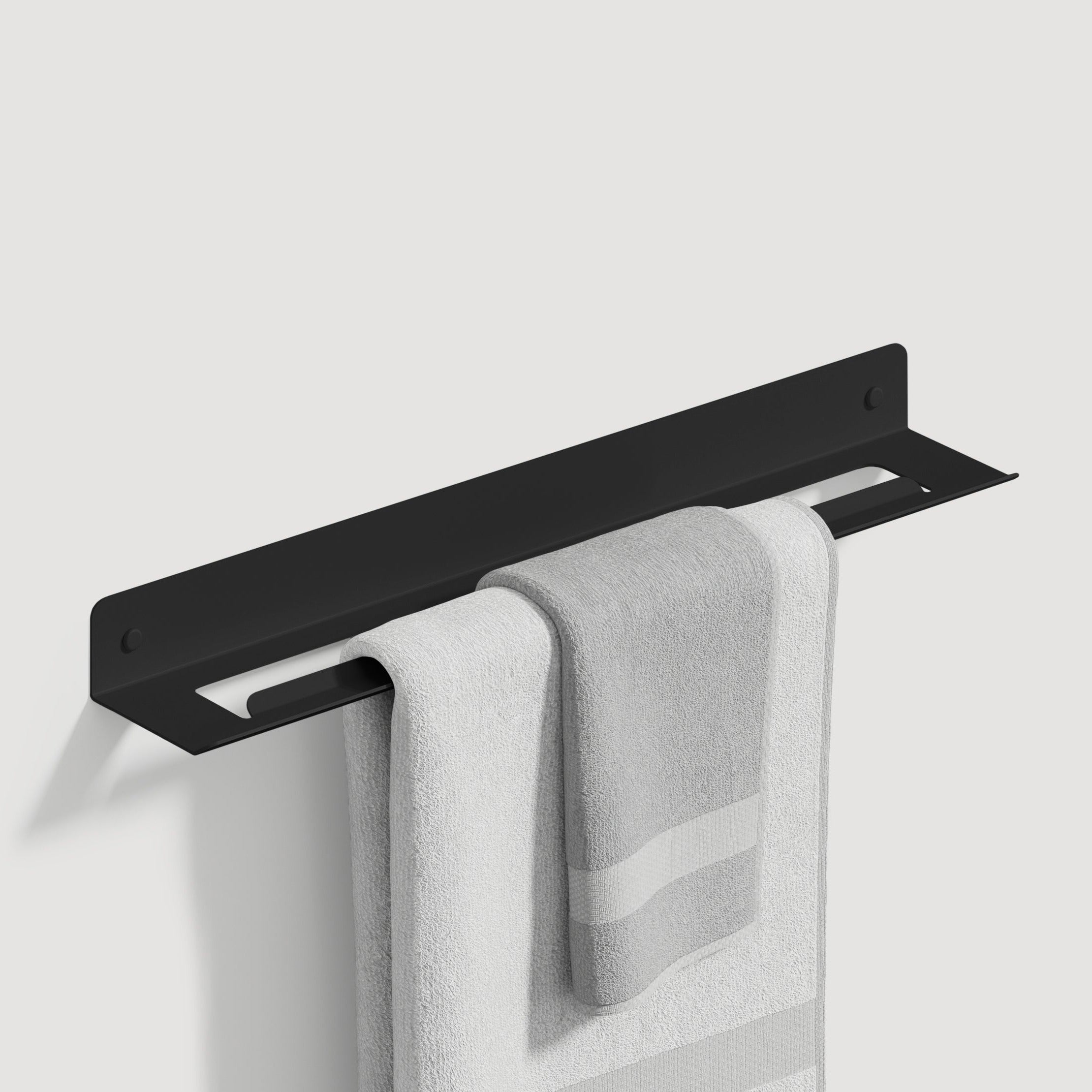black towel shelf