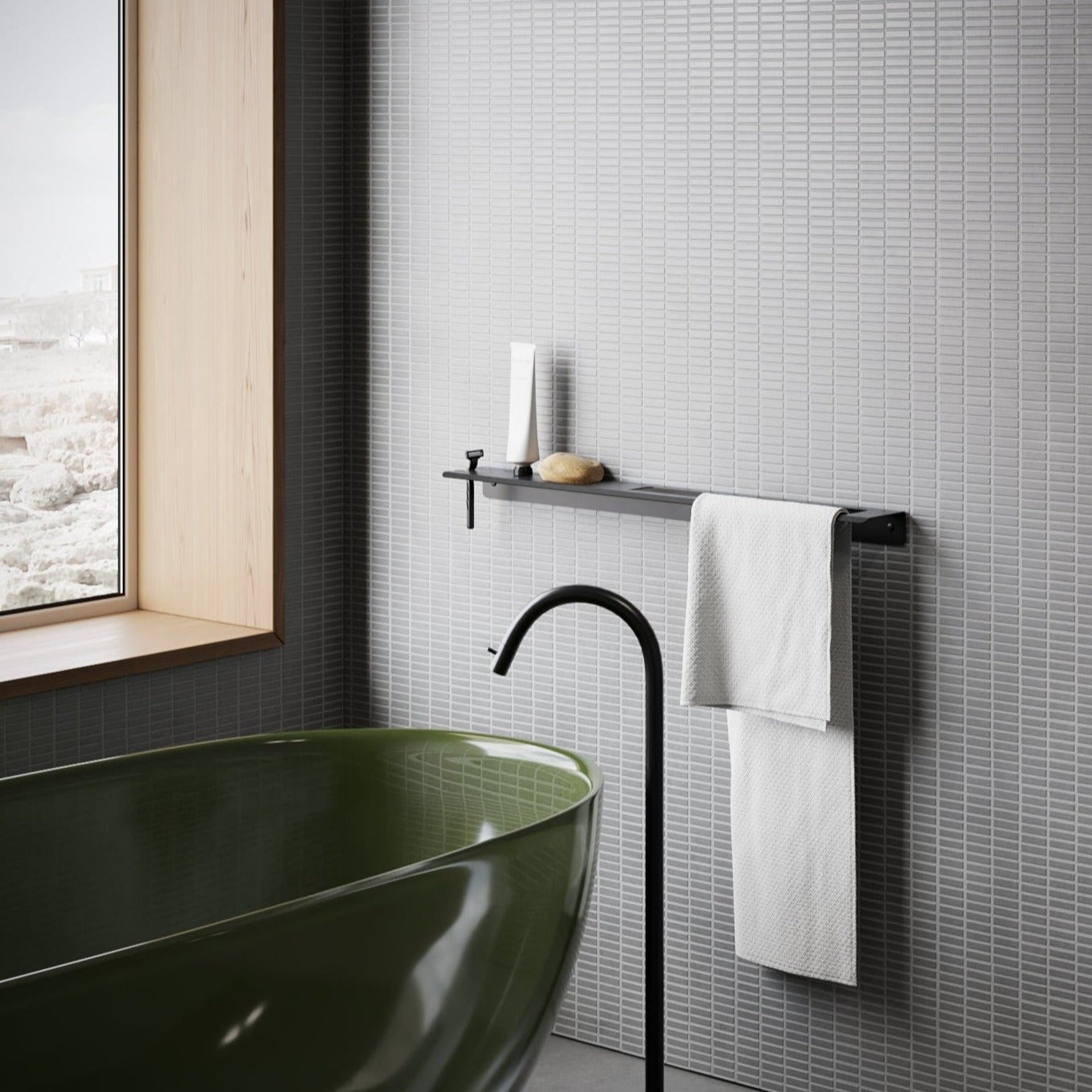 wall shelf with towel rack slim