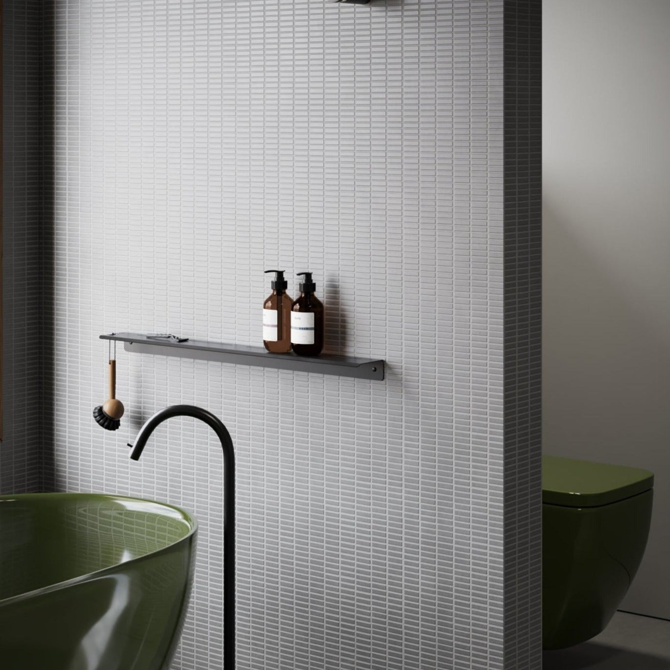 green matte Shower Shelf