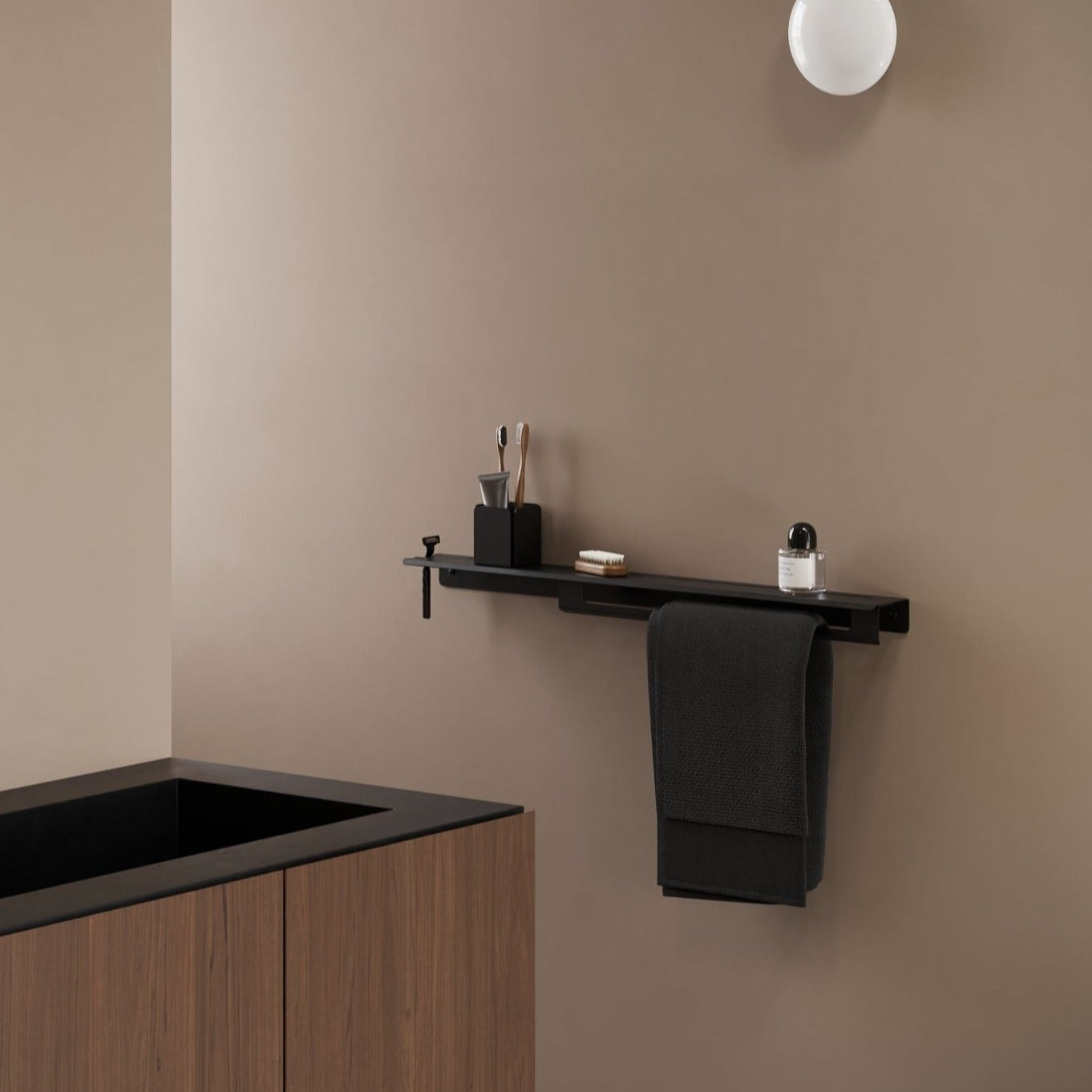 bathroom shelf with hook
