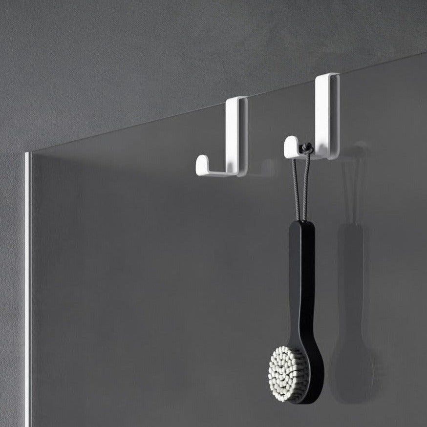 shower metal hooks white
