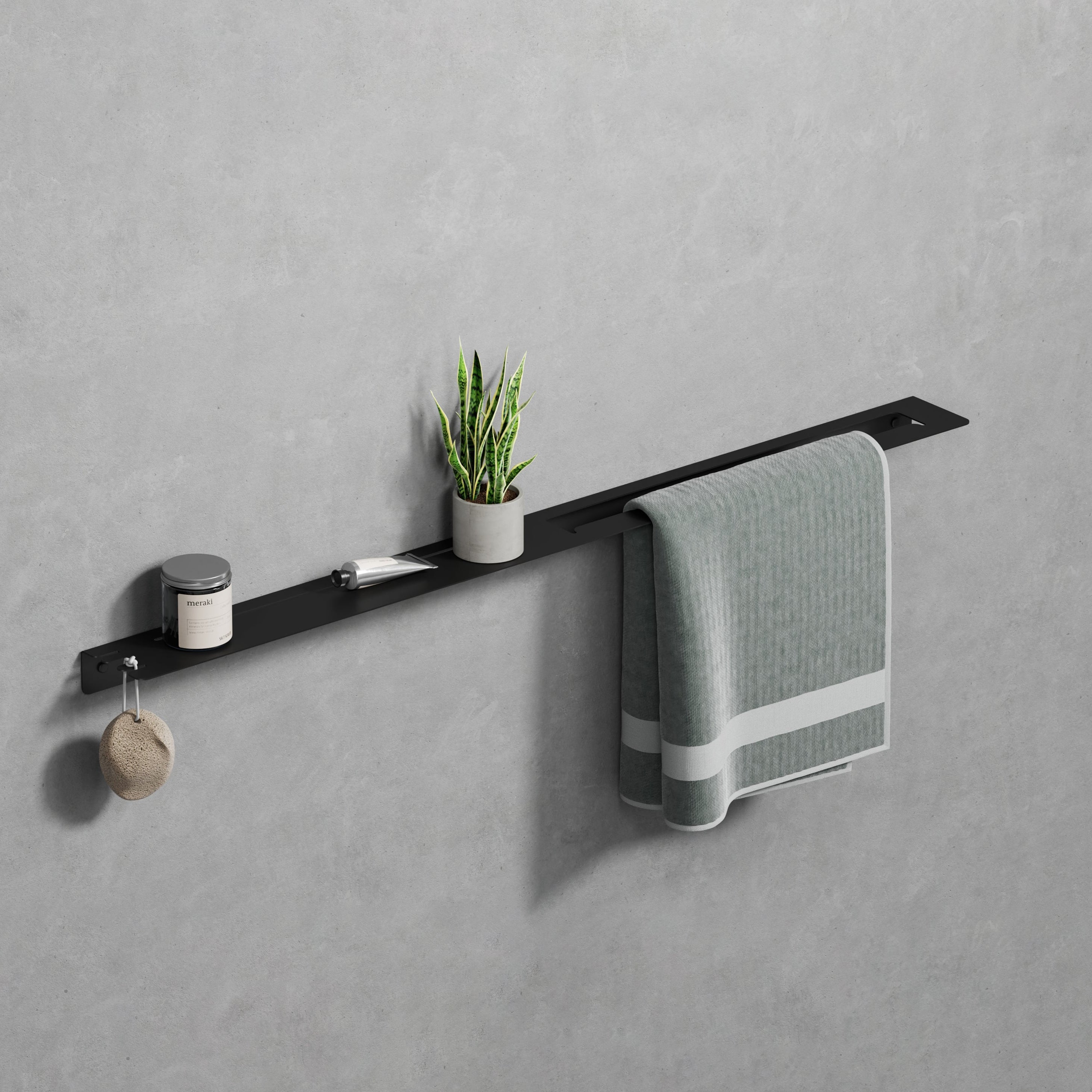 100cm black steel shelf for towel