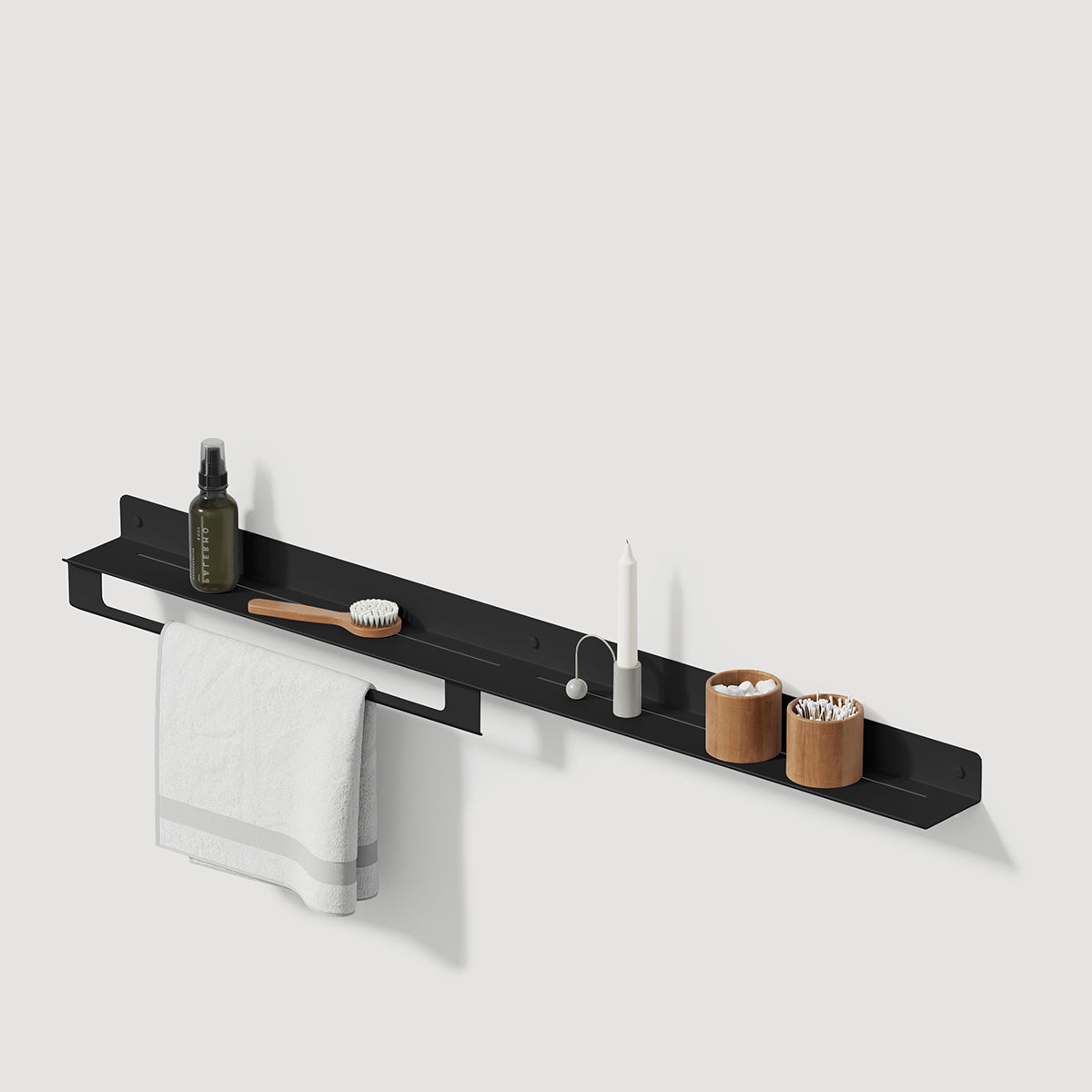 bathroom shelf with towel holder plain