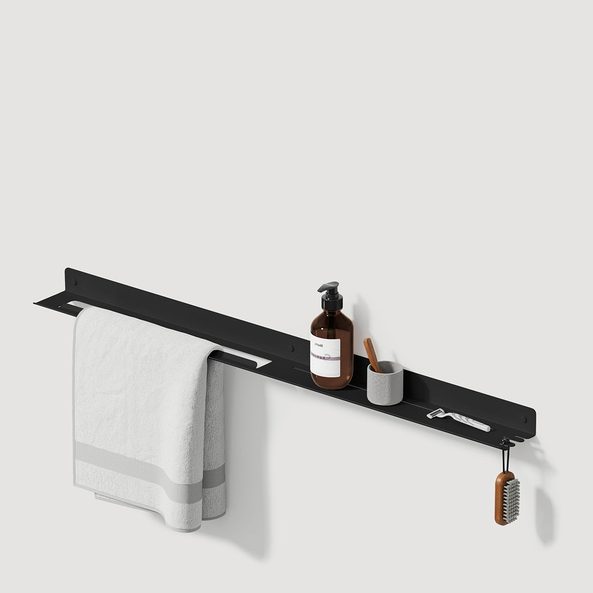 black metal towel rack