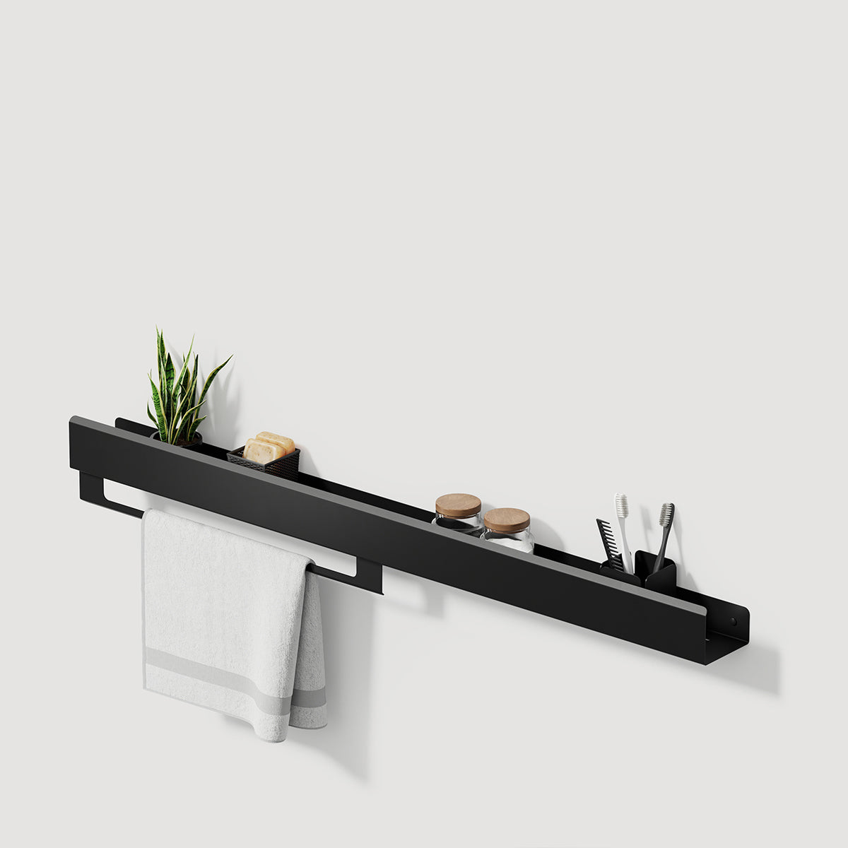 long black bathroom shelf loft