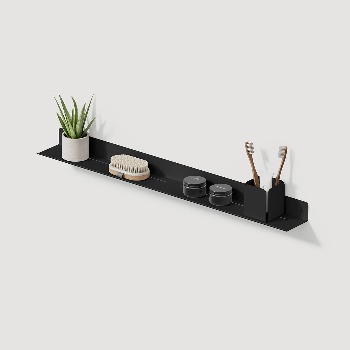 black glossy shower shelf plain