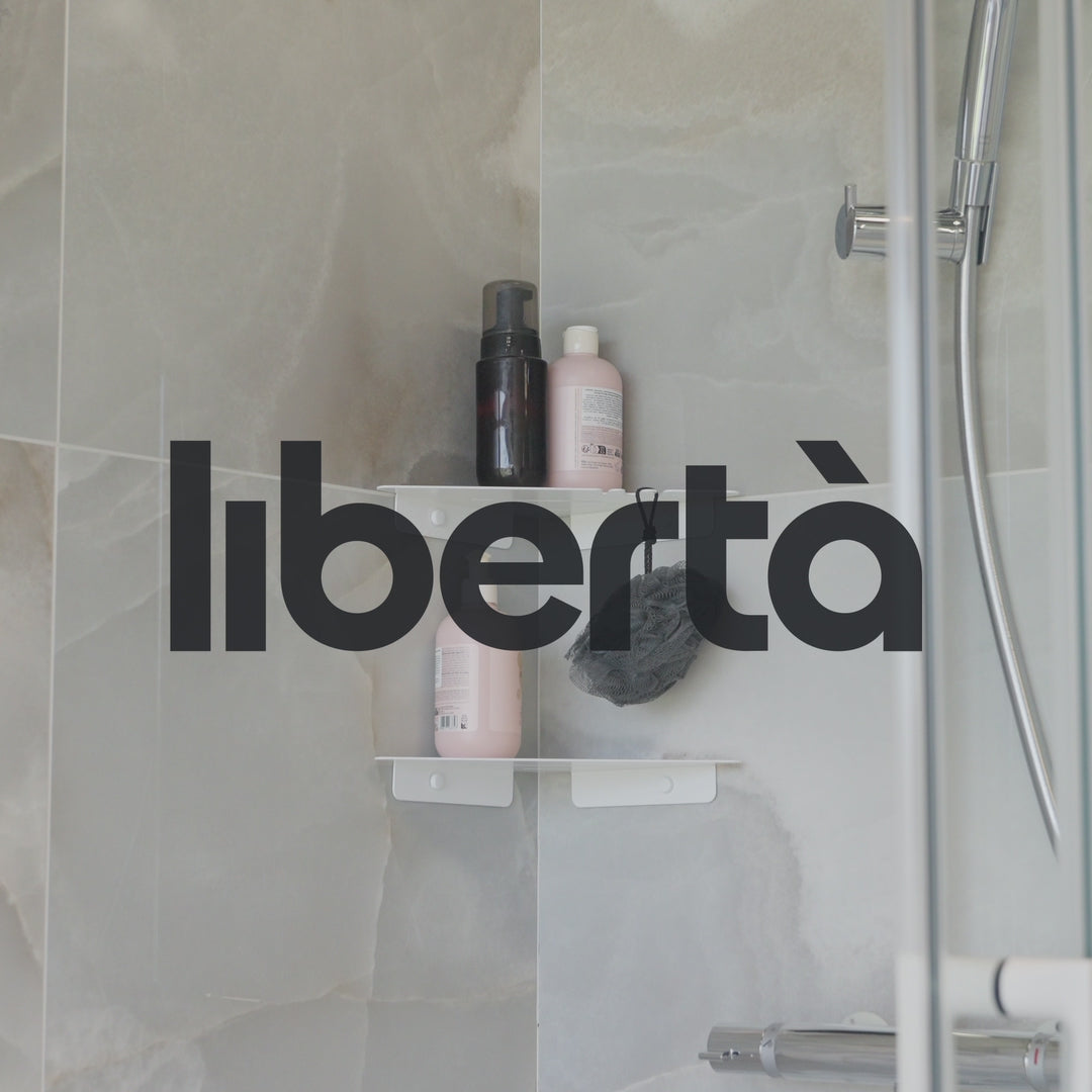 White Corner shelves in the bathroom