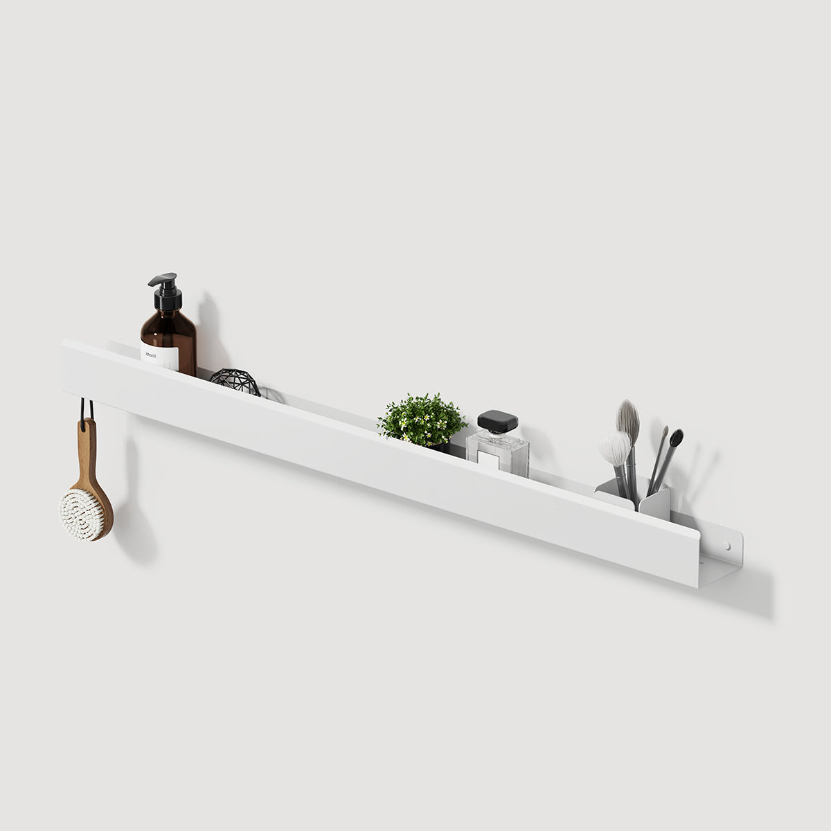 long steel bathroom shelf