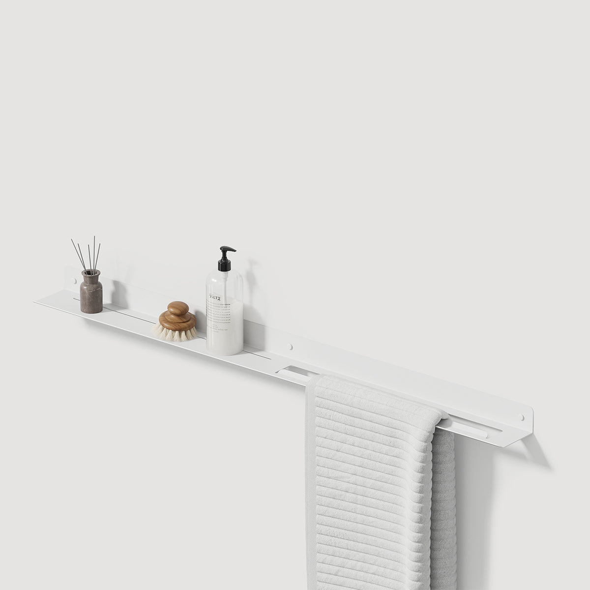long white metal shelf for bathroom