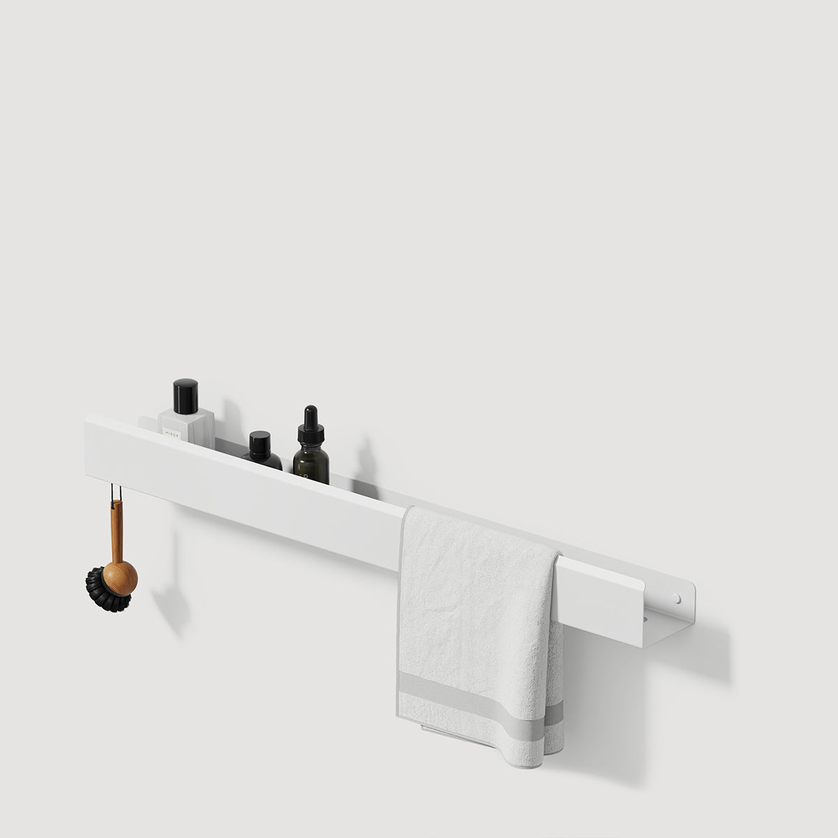 white metal shelf for bathroom