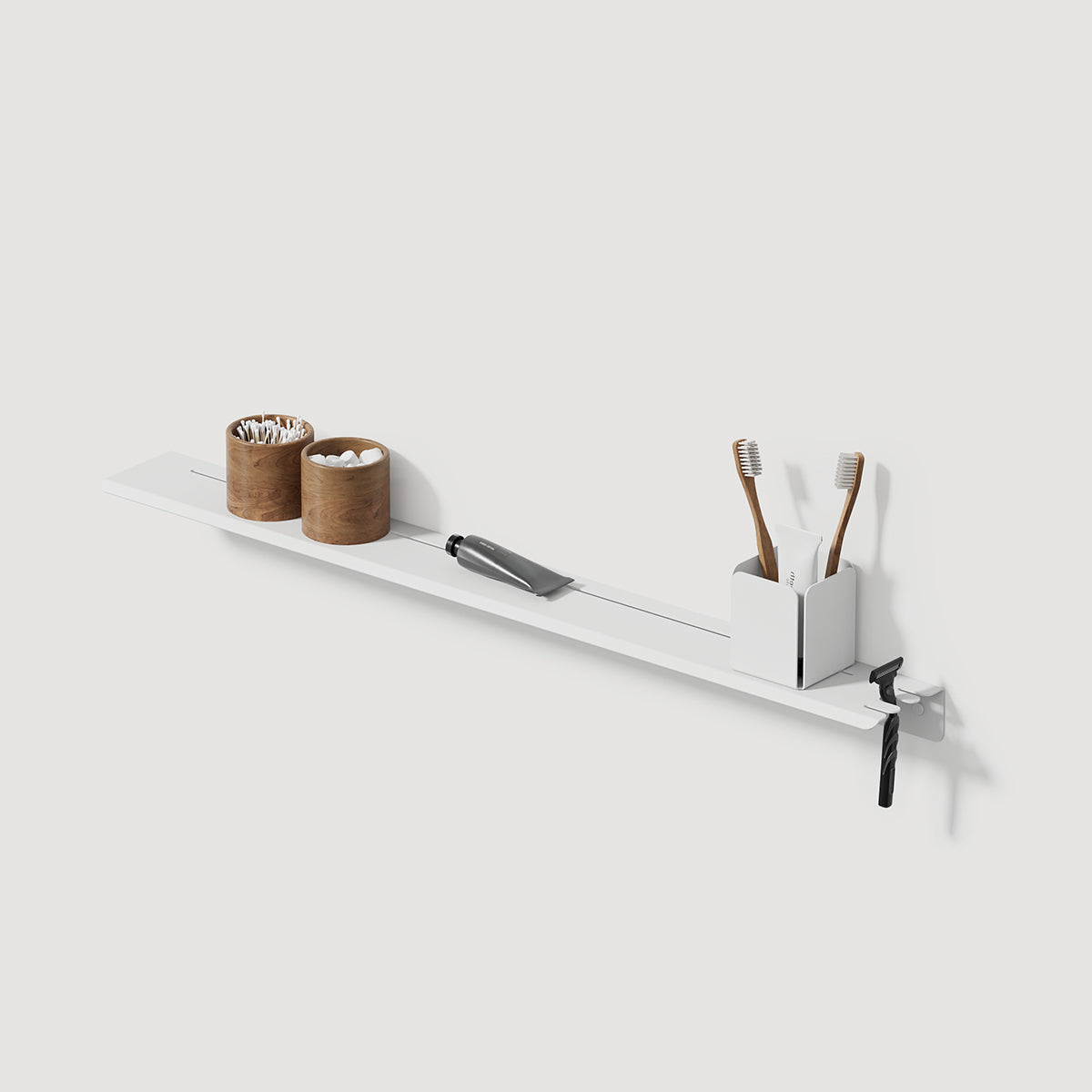 white metal Shower Shelf With Right Hook
