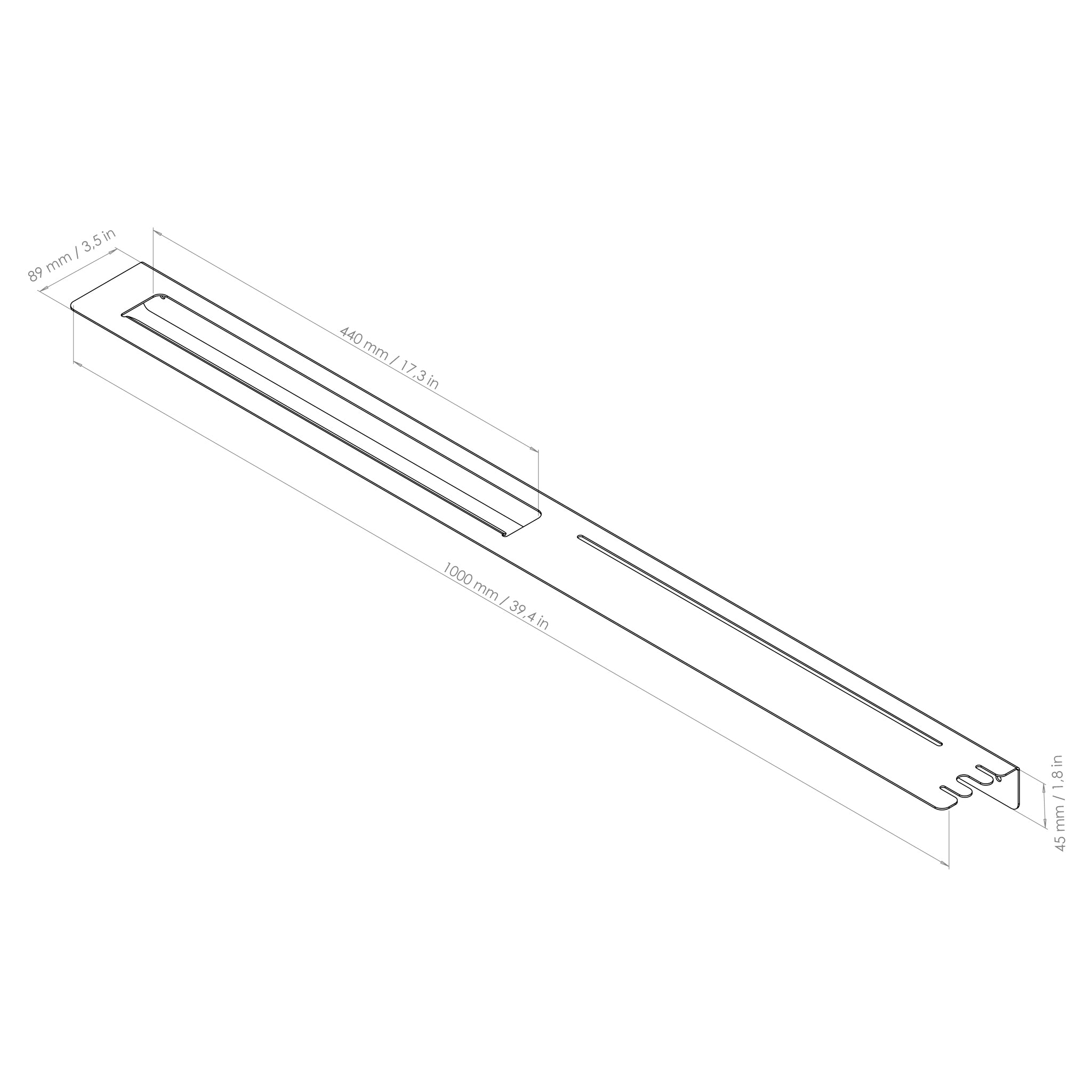 100cm towel shelf drawing