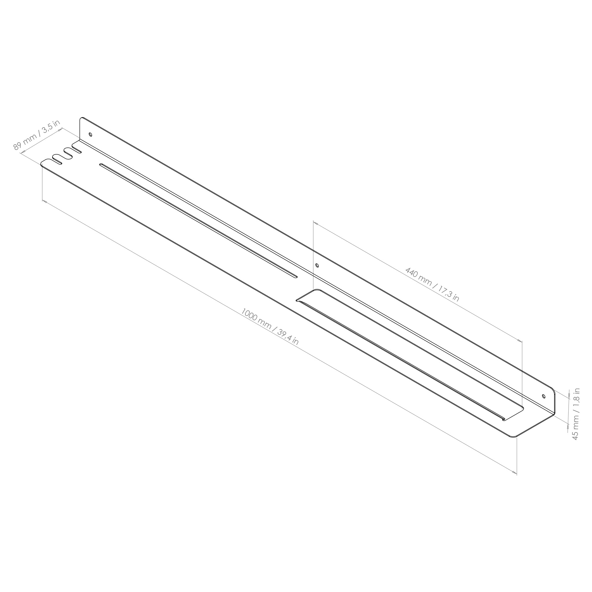 towel shelf with hook 100cm drawing