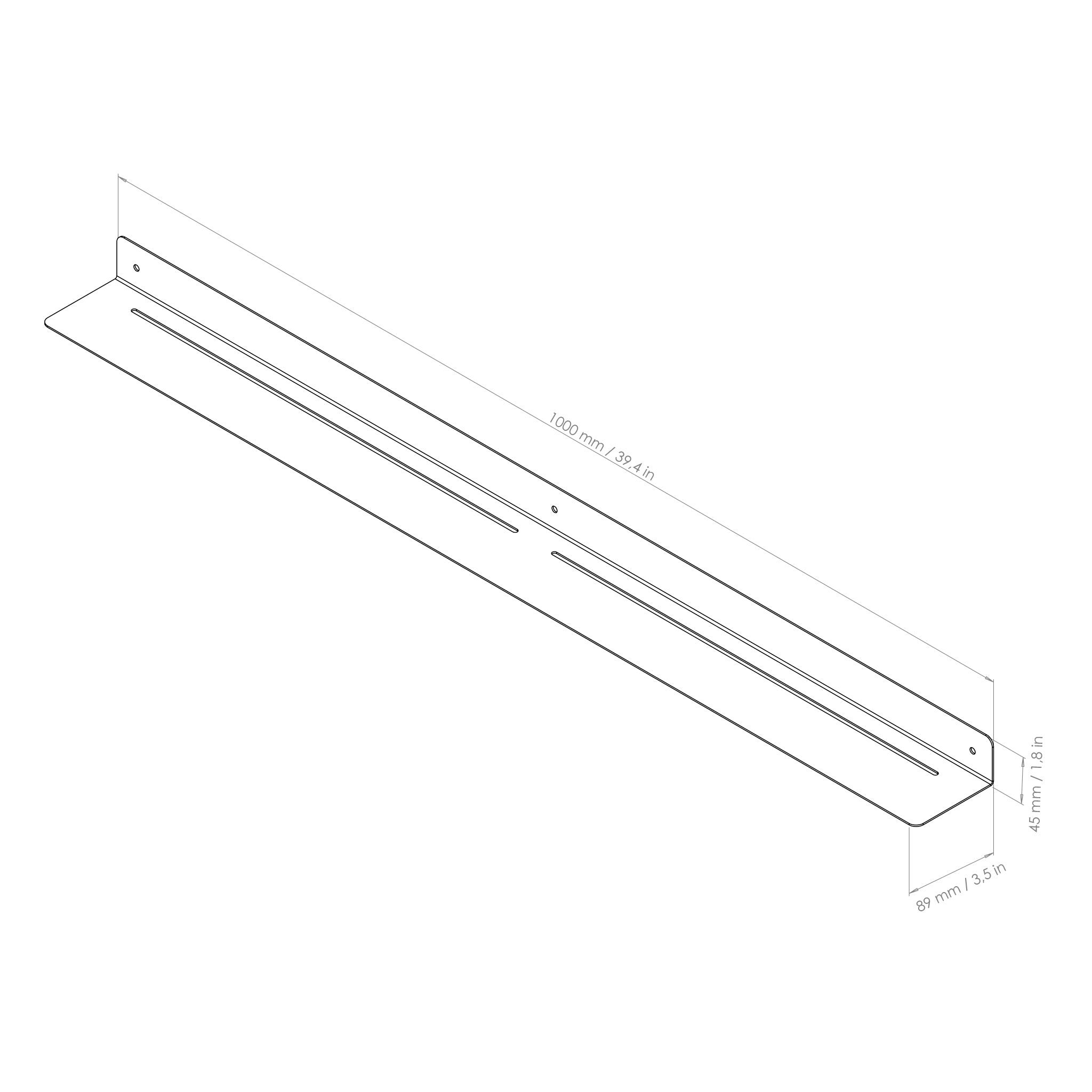 40" 100cm shower shelf drawing wall mount