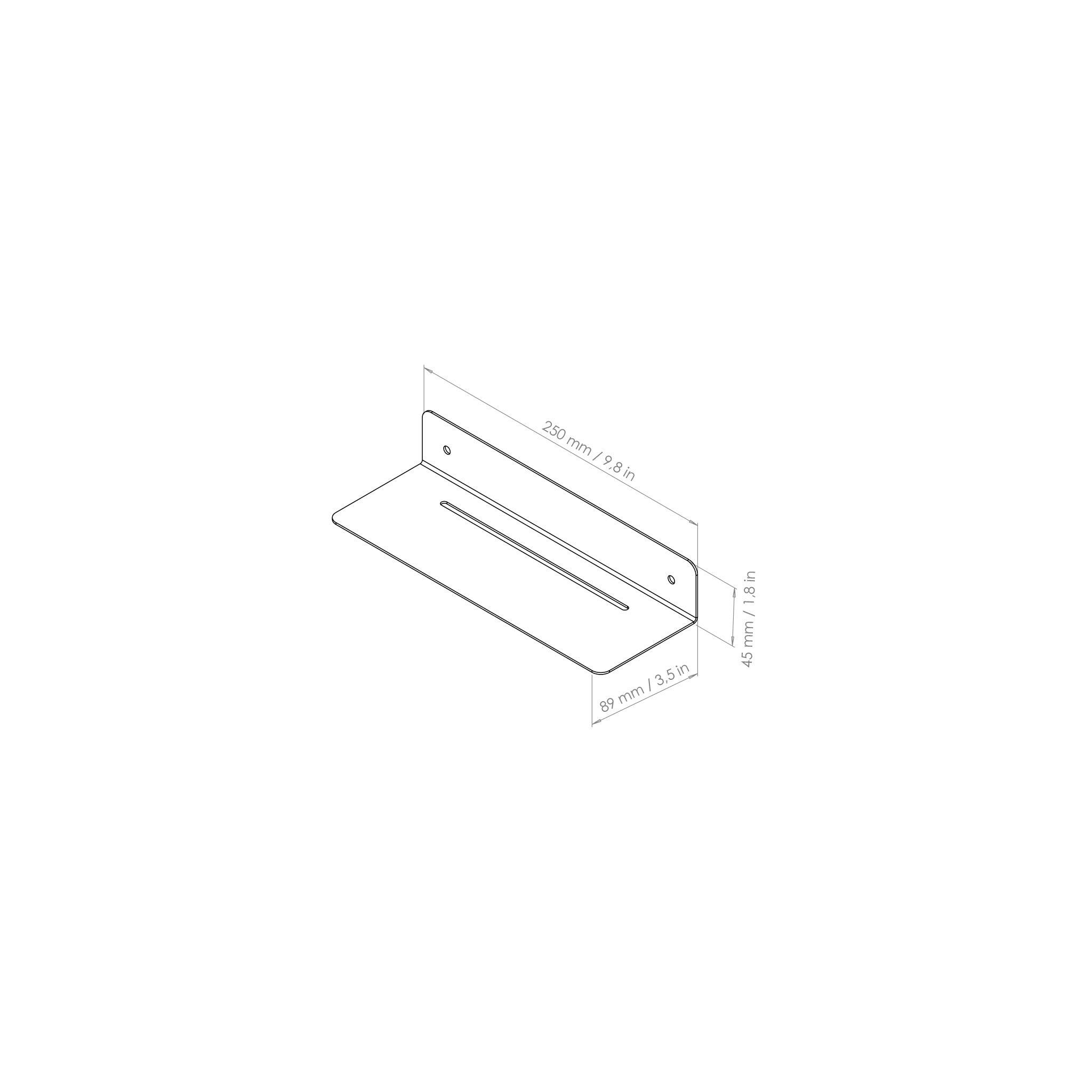 shower shelf 10" drawing