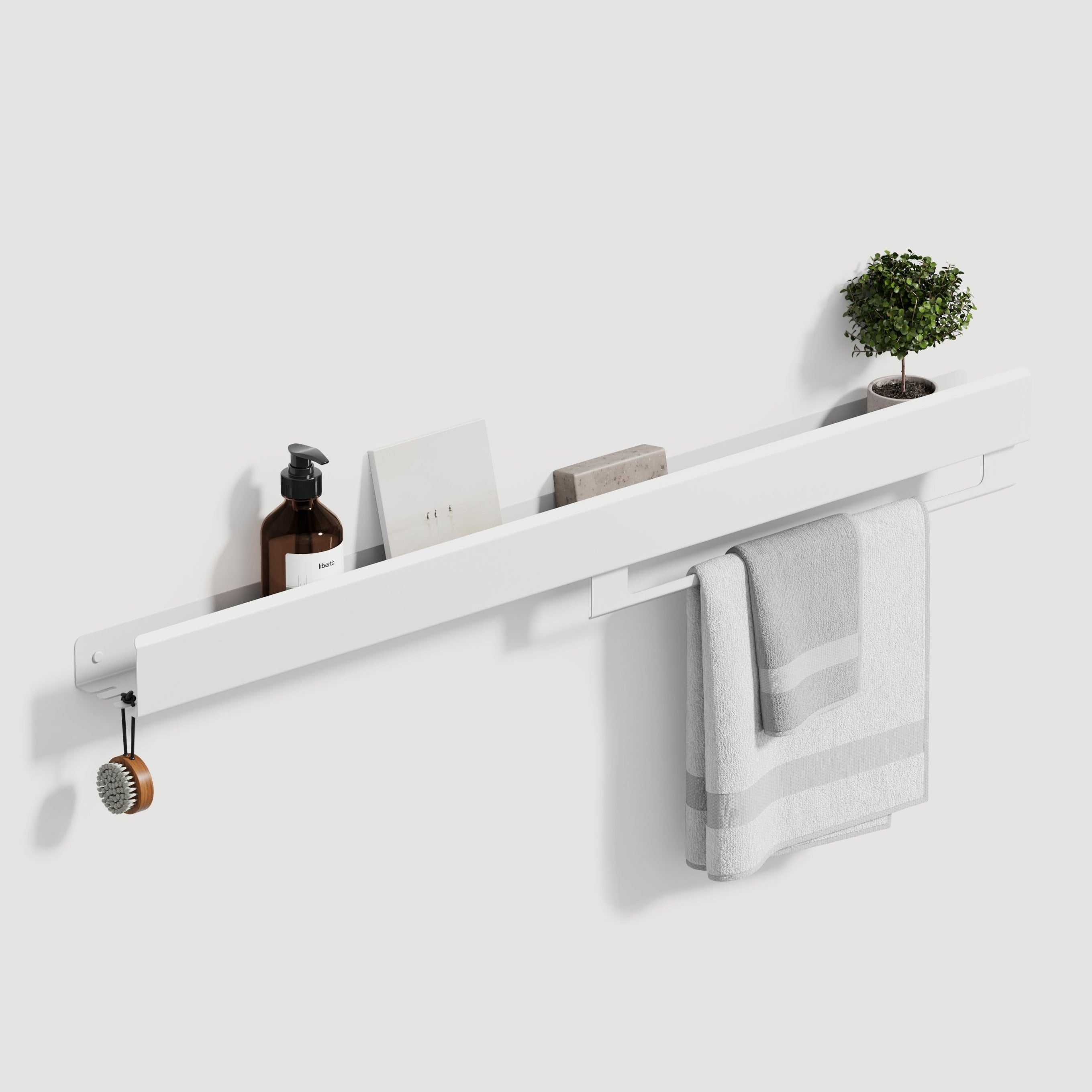 White Shelf With Towel Holder 