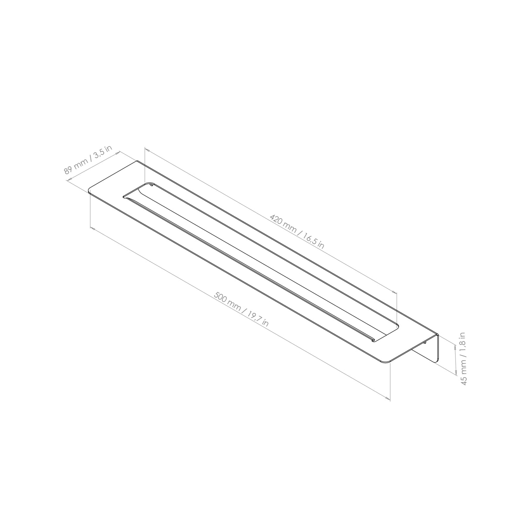 towel shelf drawing 50 cm